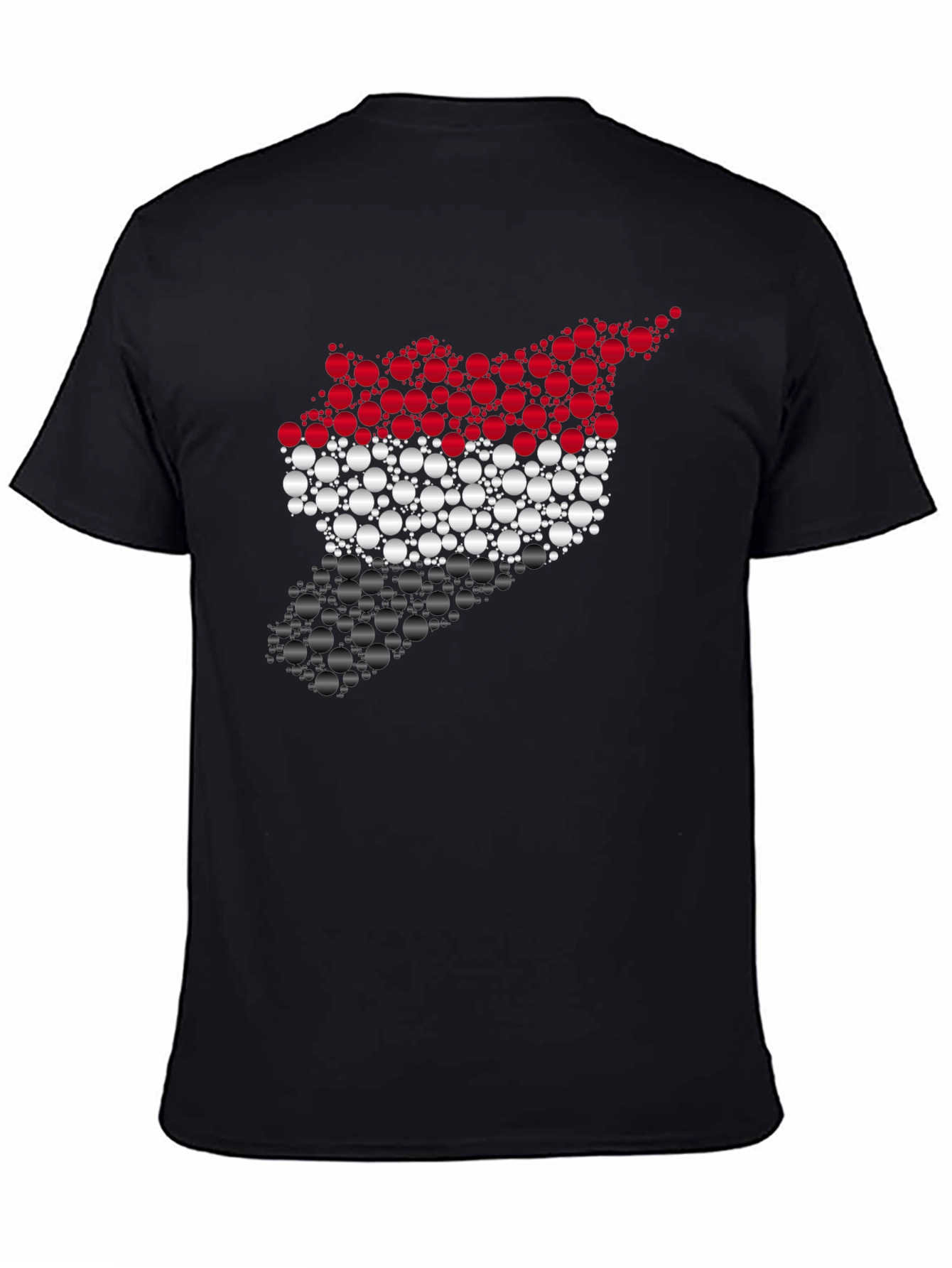 Syria Map Circle Pattern Black T-Shirt