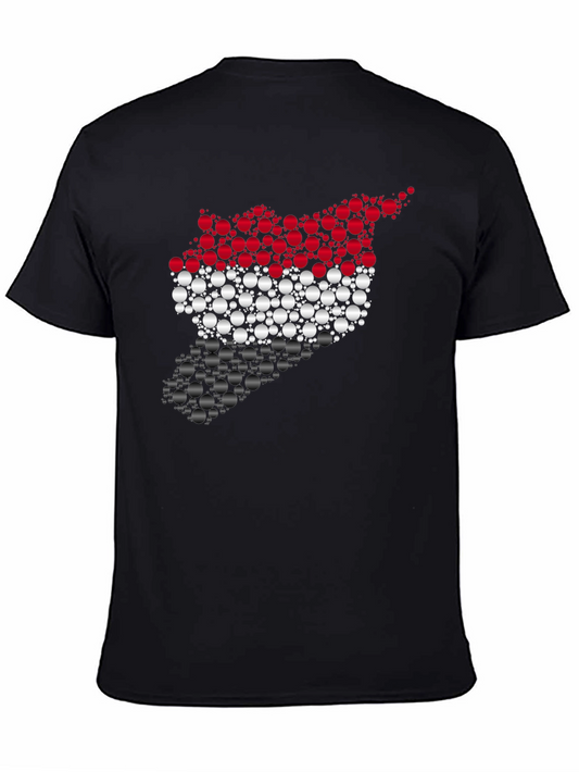 Syria Map Circle Pattern Black T-Shirt