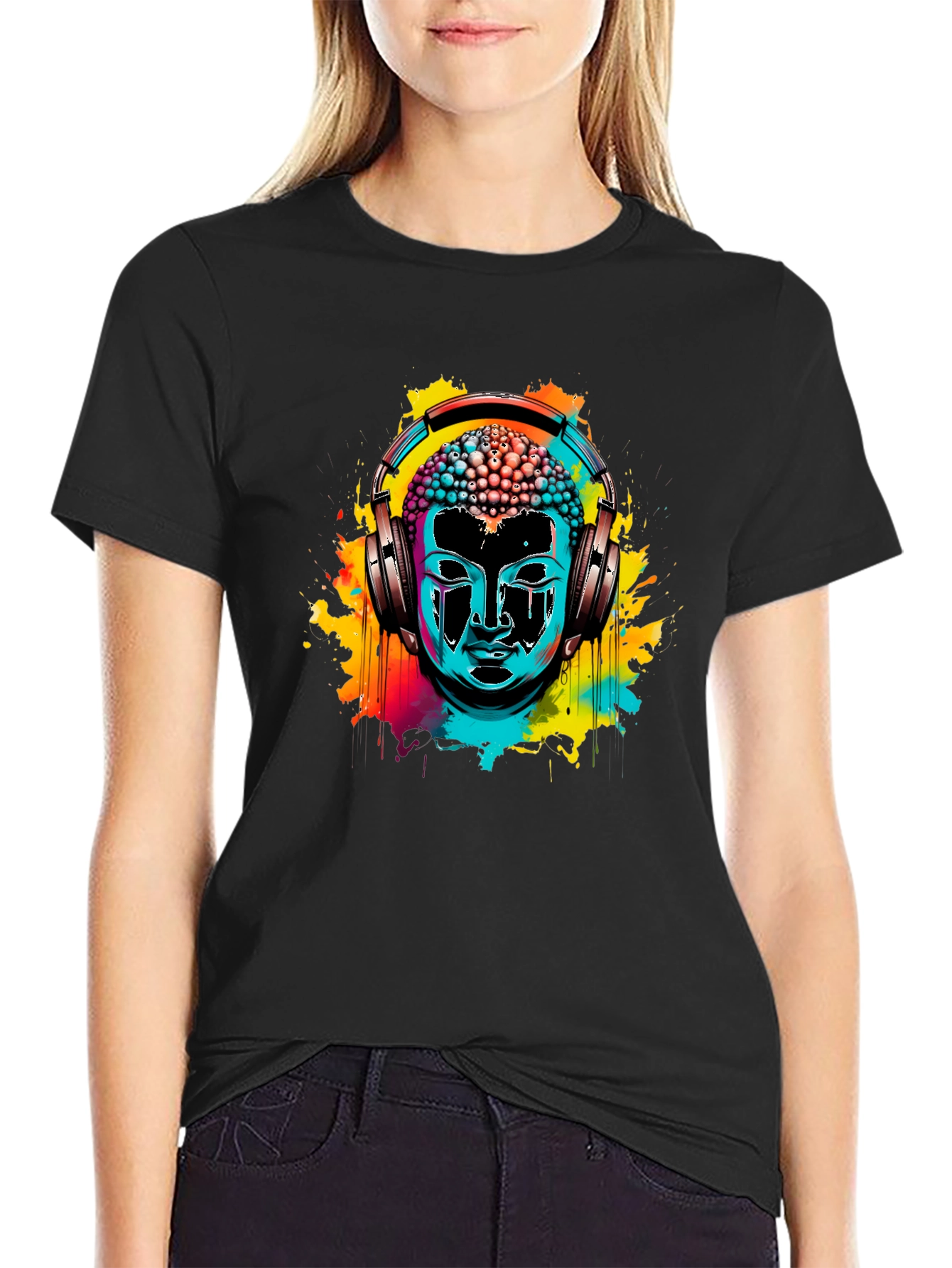 Buddha Headphone Graphic Tee - Vibrant Design