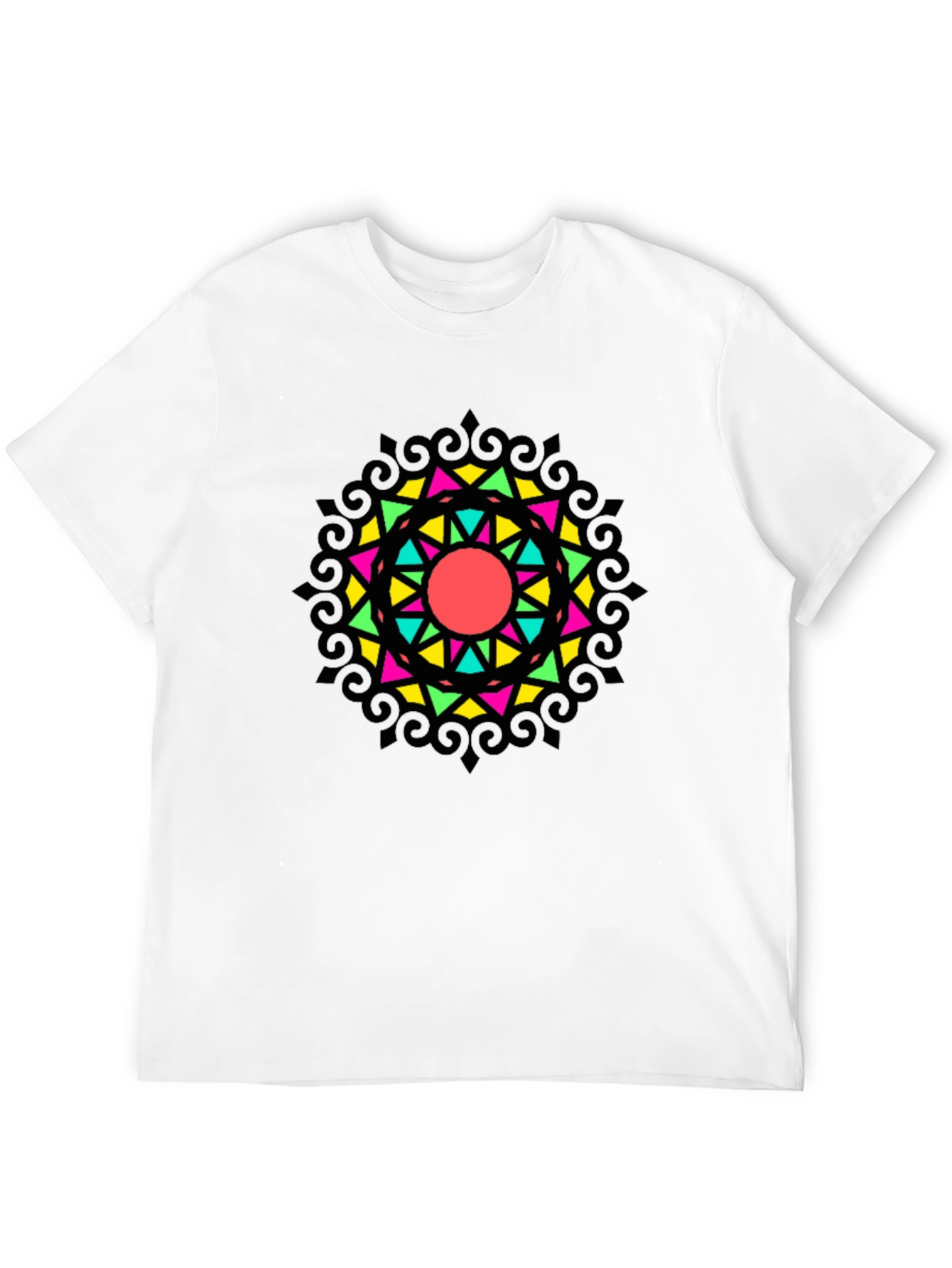 Geometric Mandala Graphic Print Black Tee