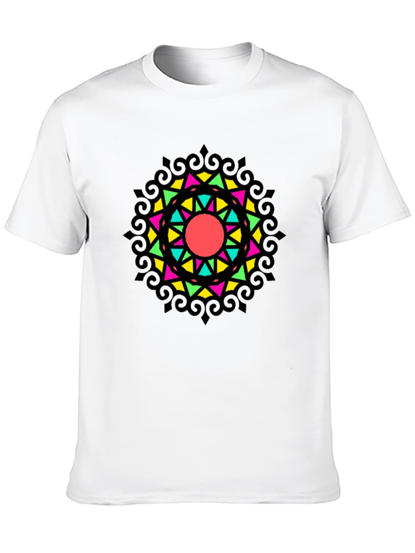 Geometric Mandala Graphic Print Black Tee