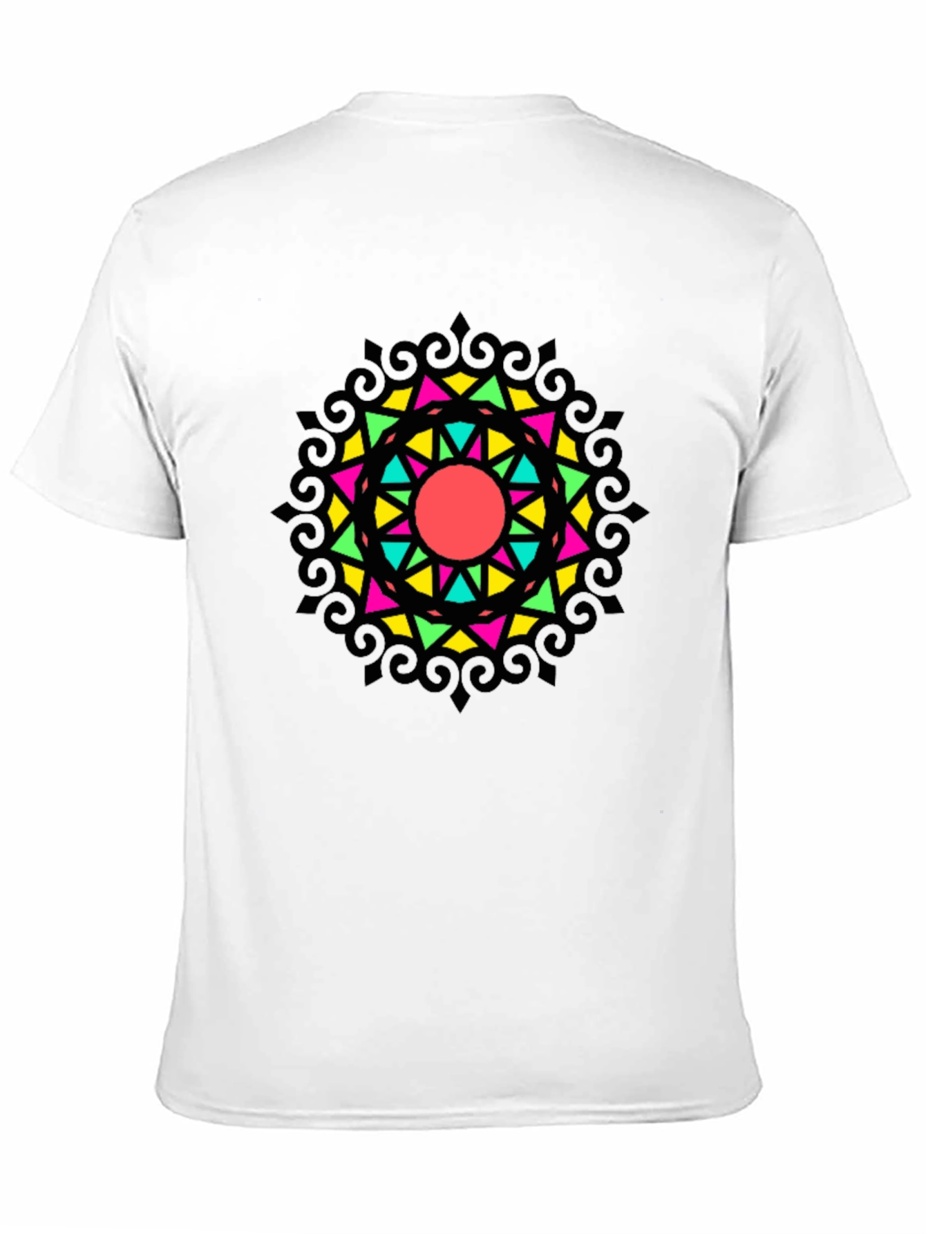 Geometric Mandala Graphic Print Black Tee