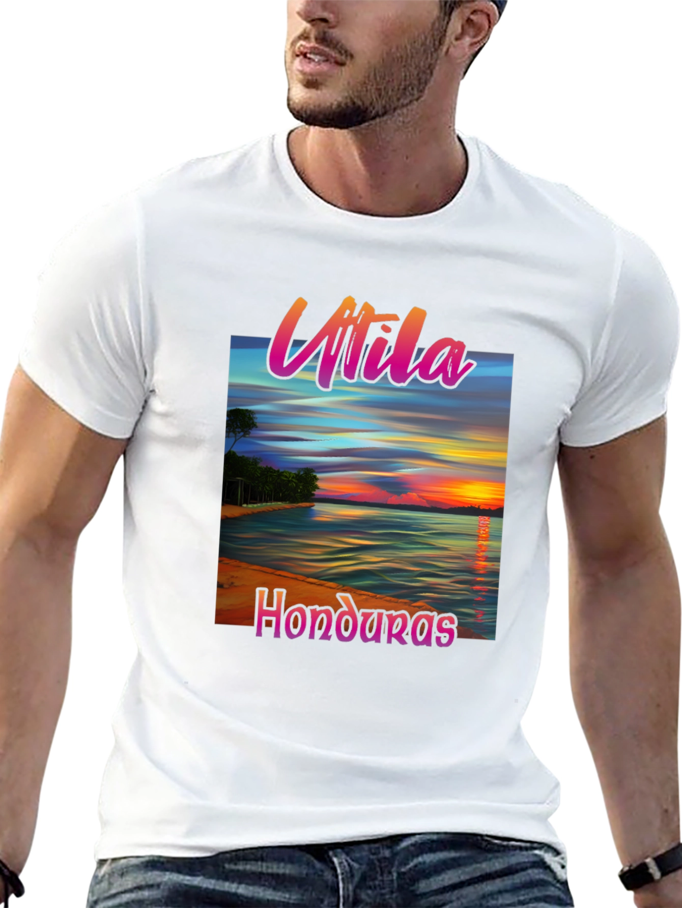 Utila Honduras Black T-Shirt Tropical Vacation