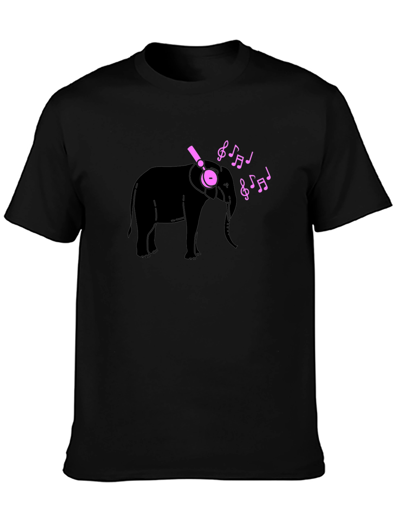 Elephant Music Tee - Black Cotton T-Shirt