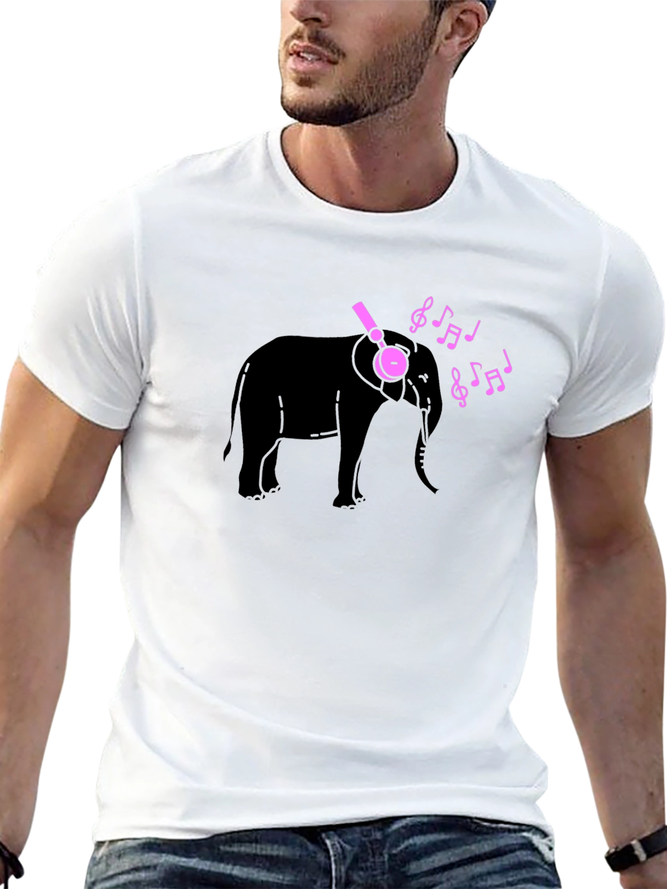 Elephant Music Tee - Black Cotton T-Shirt