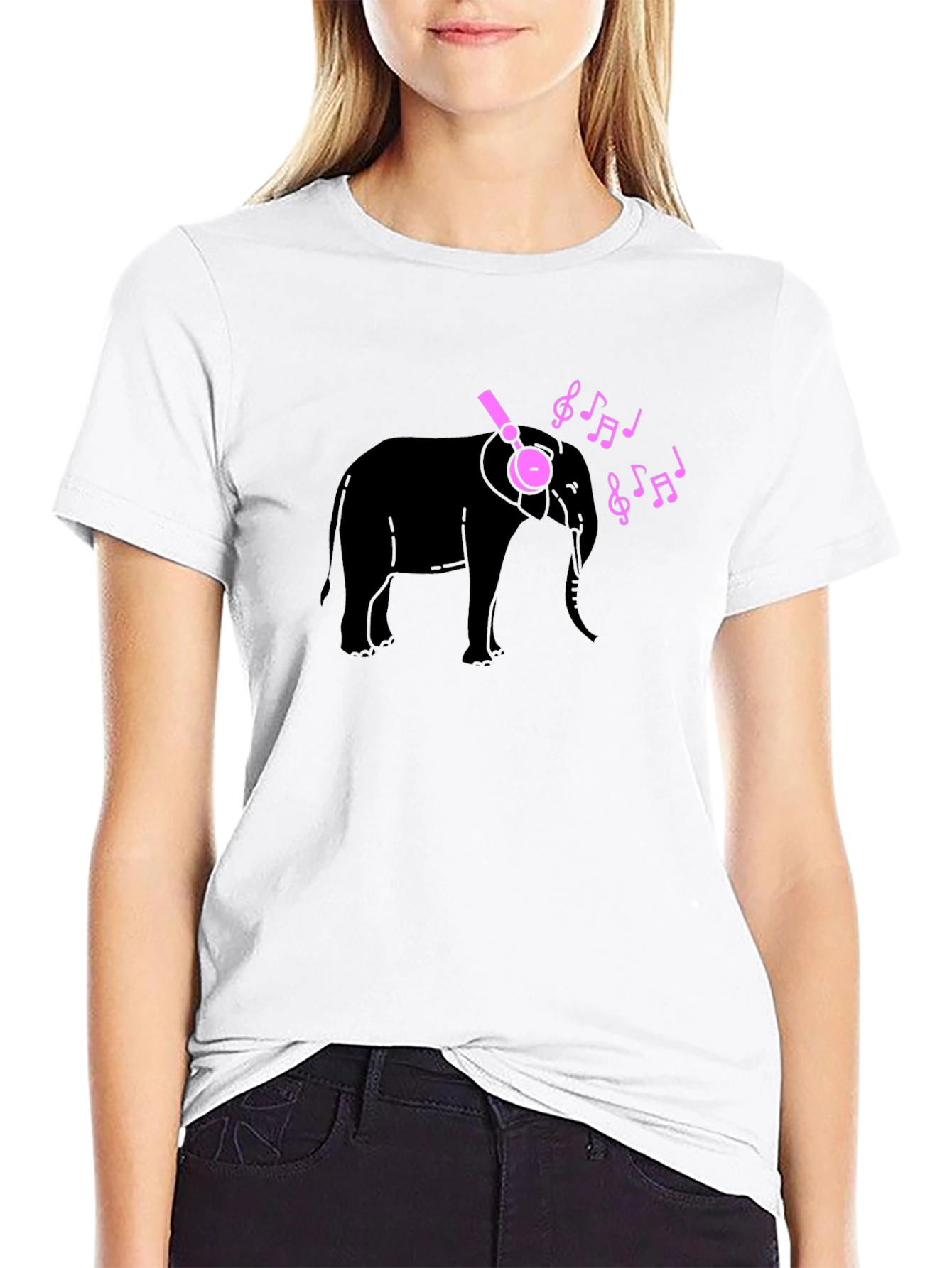 Elephant Music Tee - Black Cotton T-Shirt