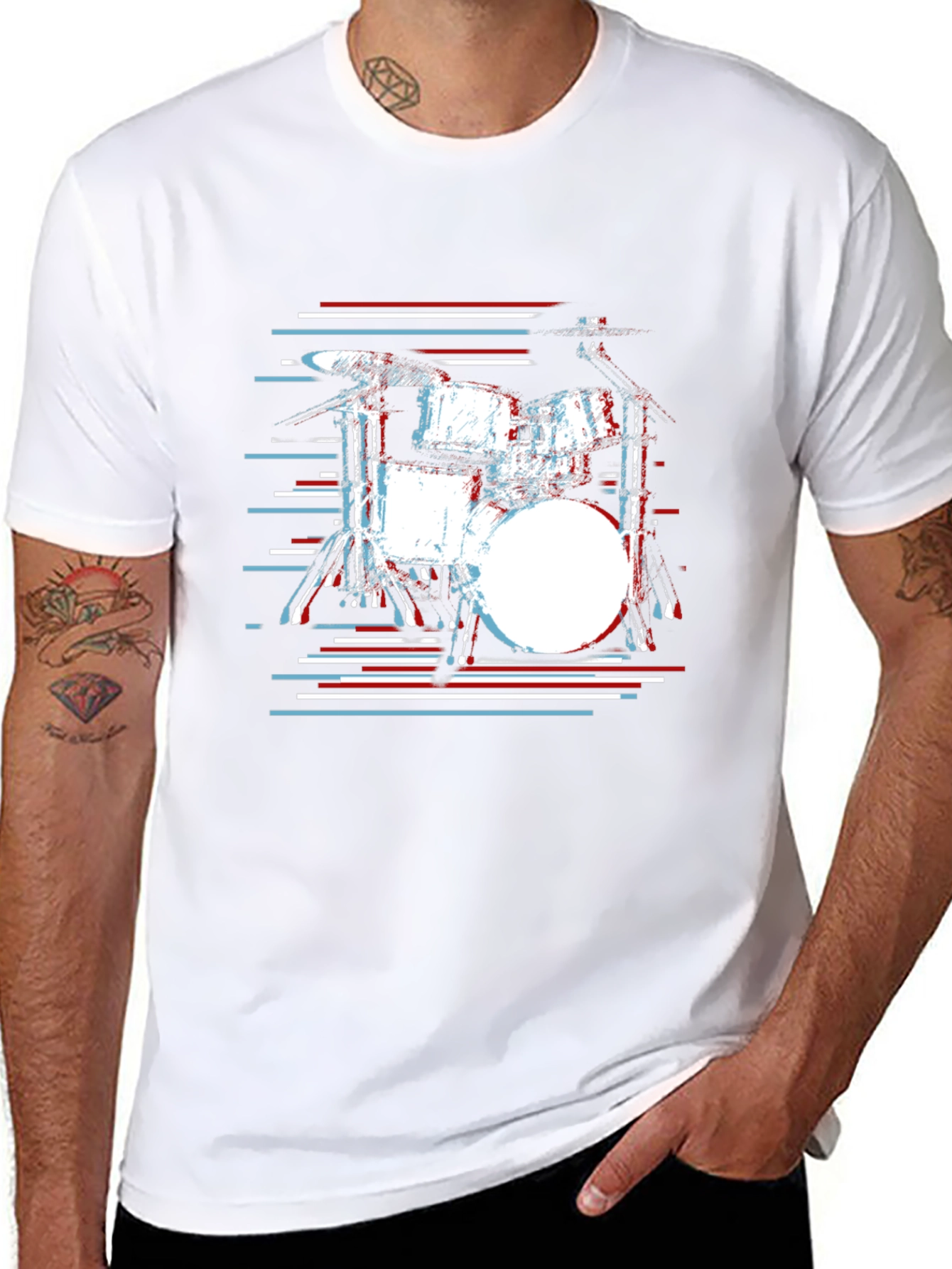 Drum Set Graphic Tee - Music Lover Black T-Shirt