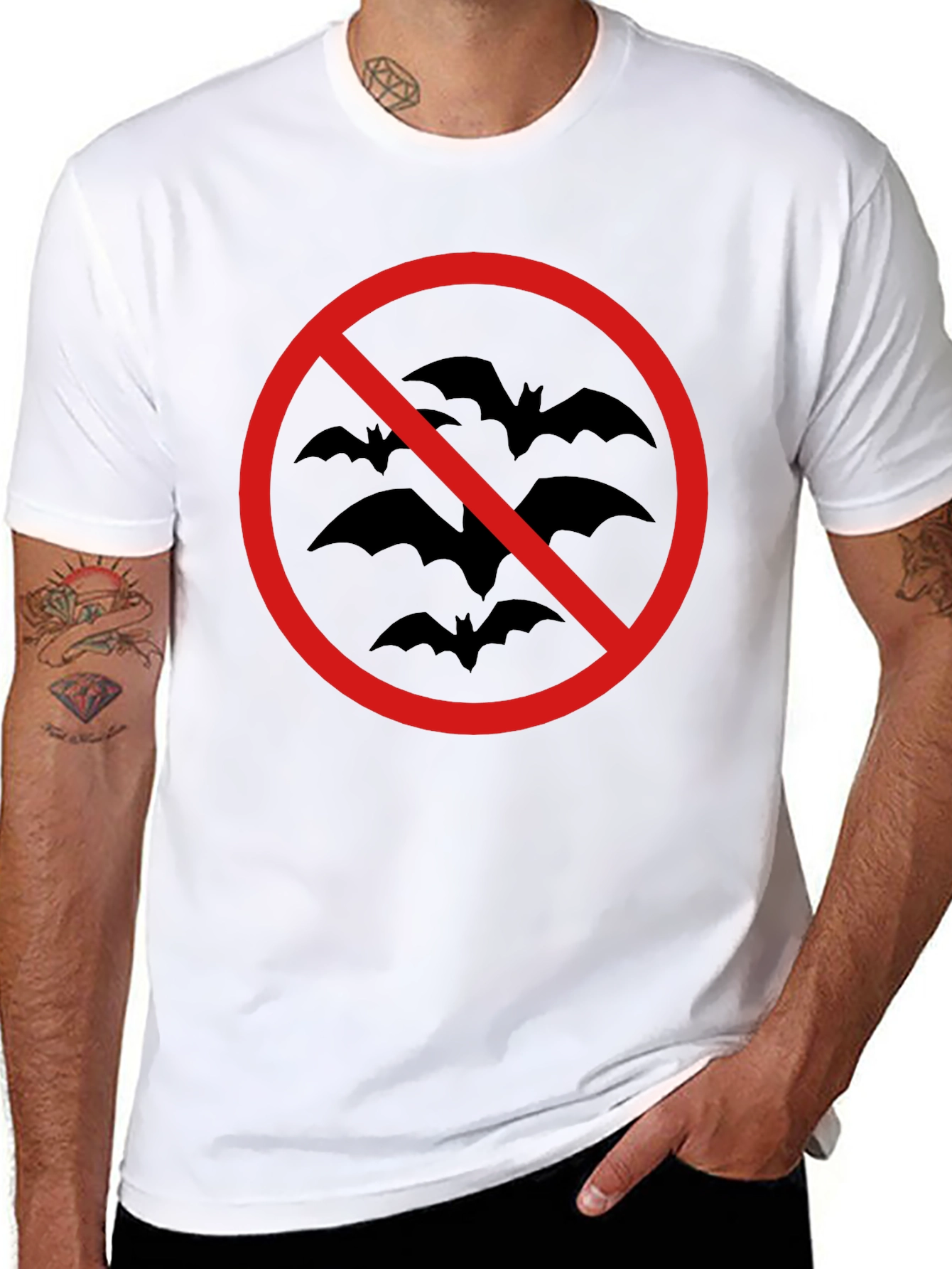 No Bats Allowed T-Shirt - Black Cotton Tee
