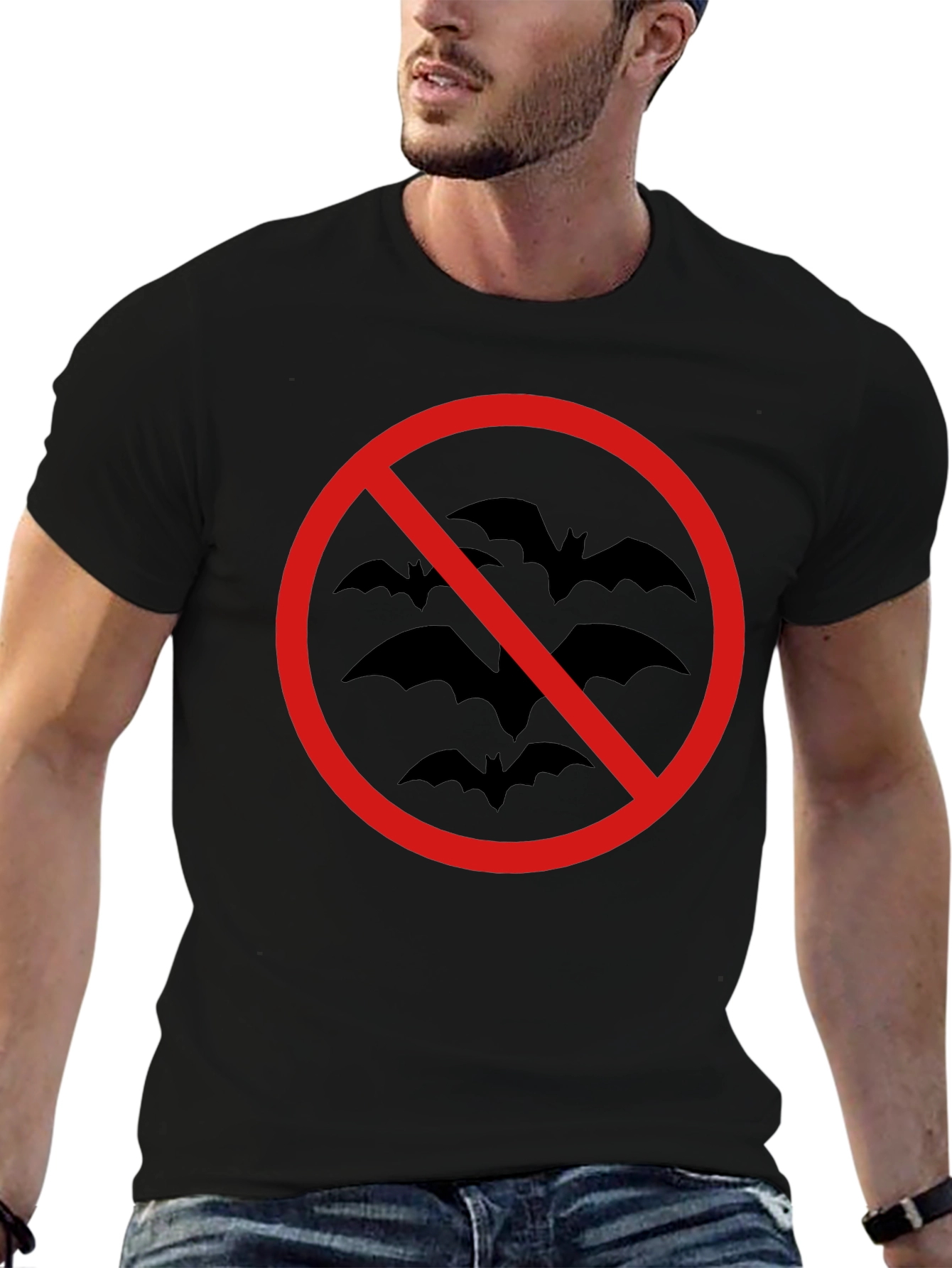 No Bats Allowed T-Shirt - Black Cotton Tee