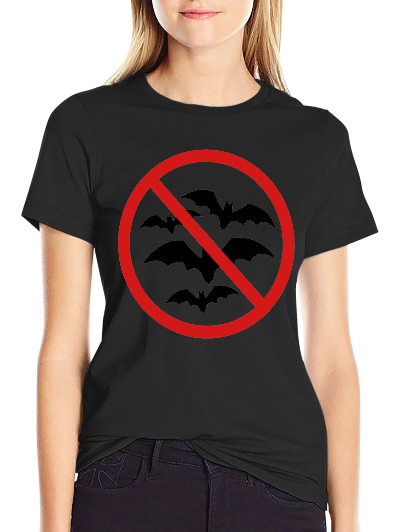 No Bats Allowed T-Shirt - Black Cotton Tee
