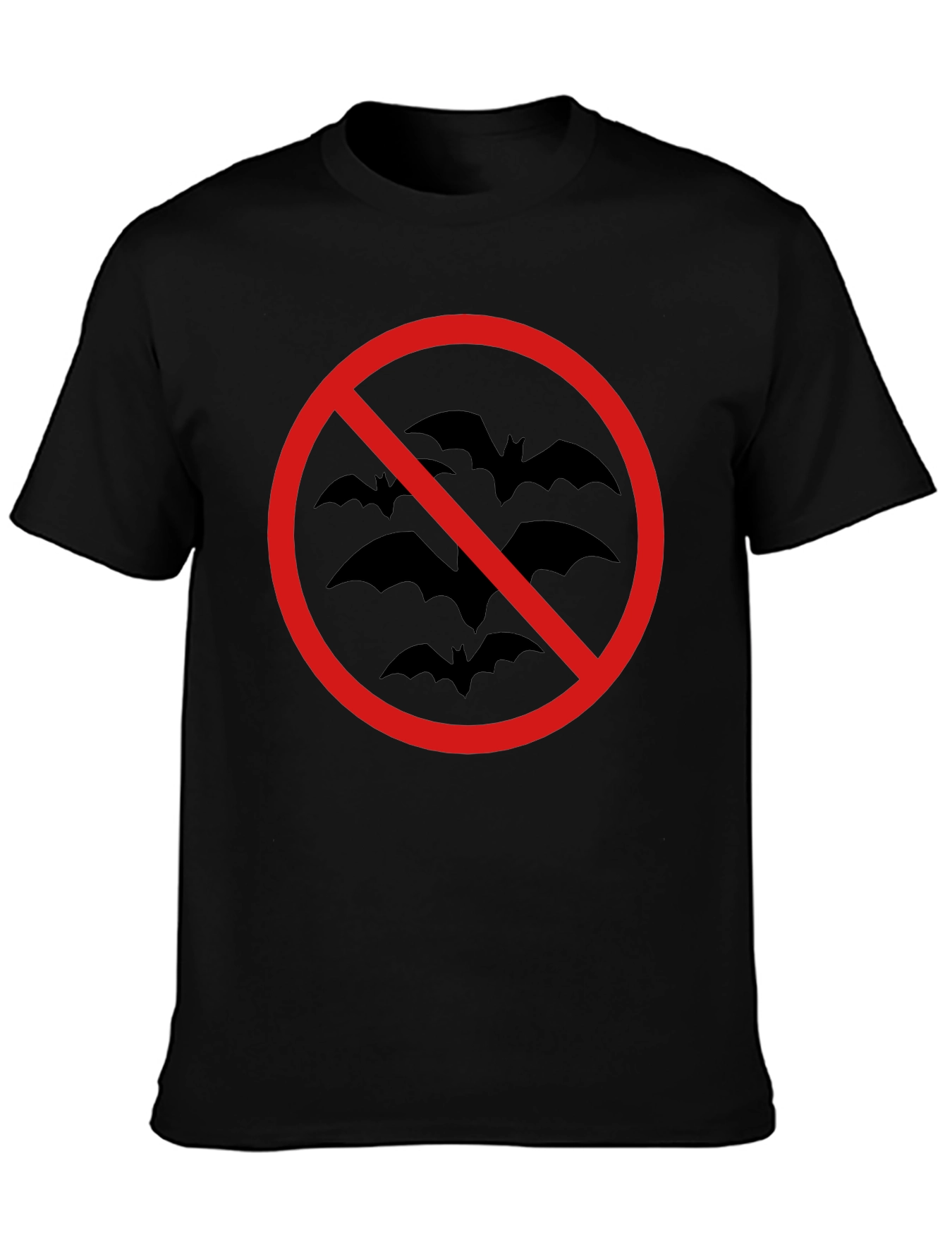 No Bats Allowed T-Shirt - Black Cotton Tee