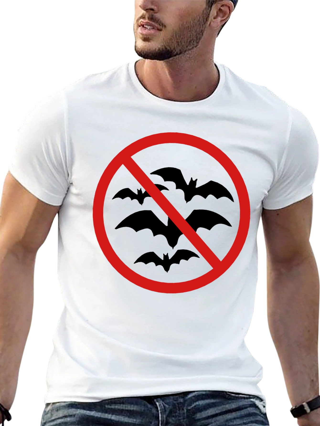 No Bats Allowed T-Shirt - Black Cotton Tee