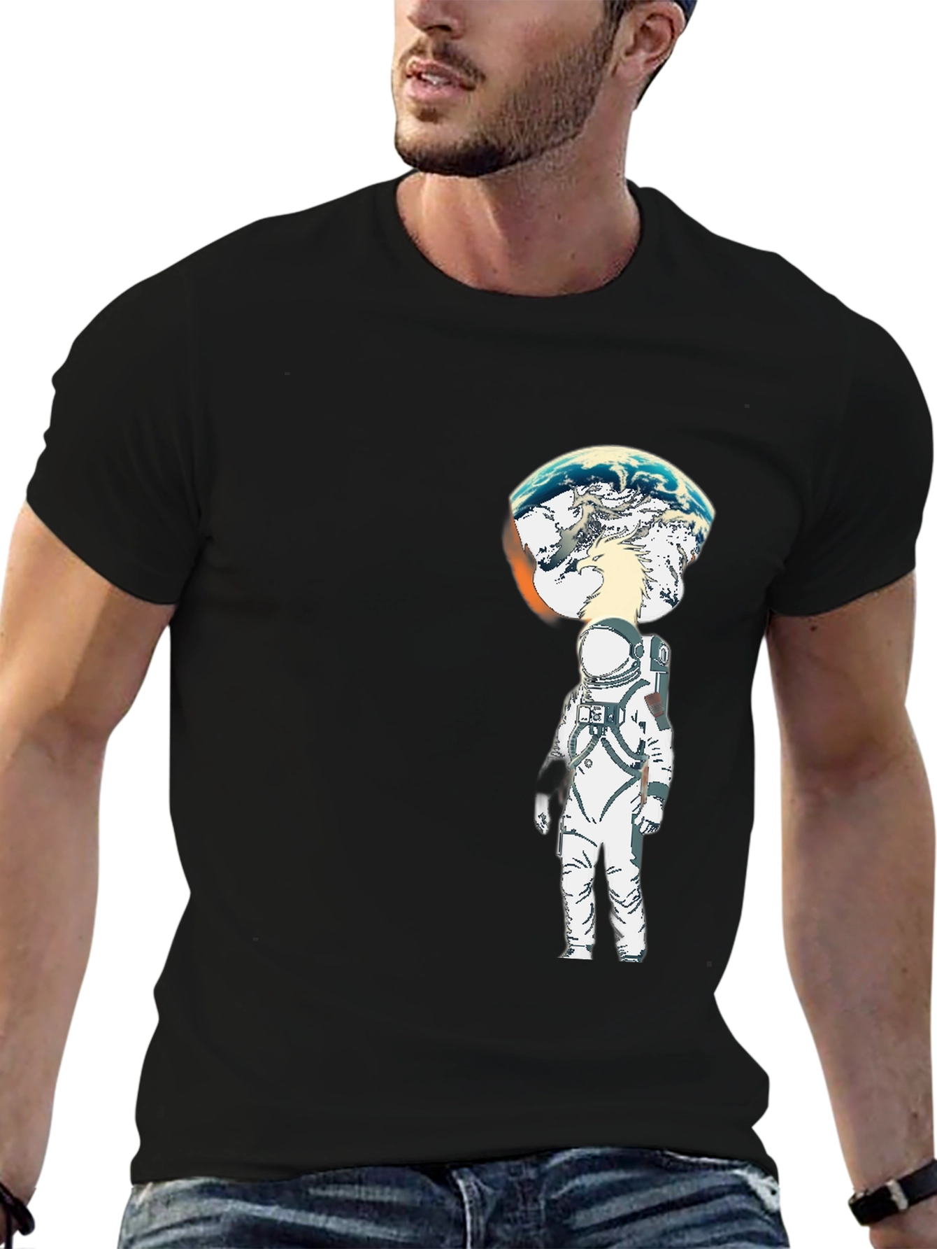 Astronaut Earth Head Graphic T-Shirt