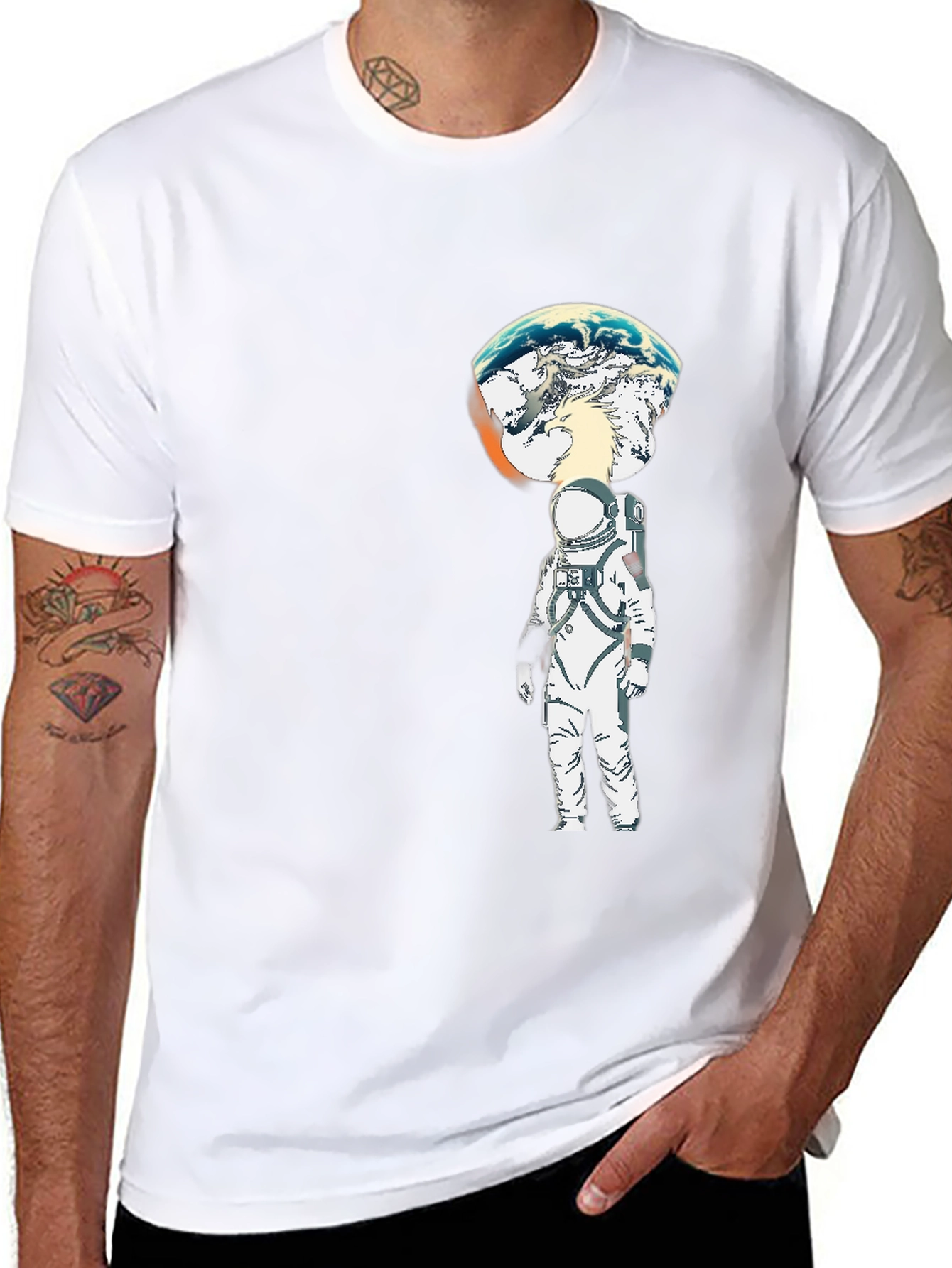 Astronaut Earth Head Graphic T-Shirt