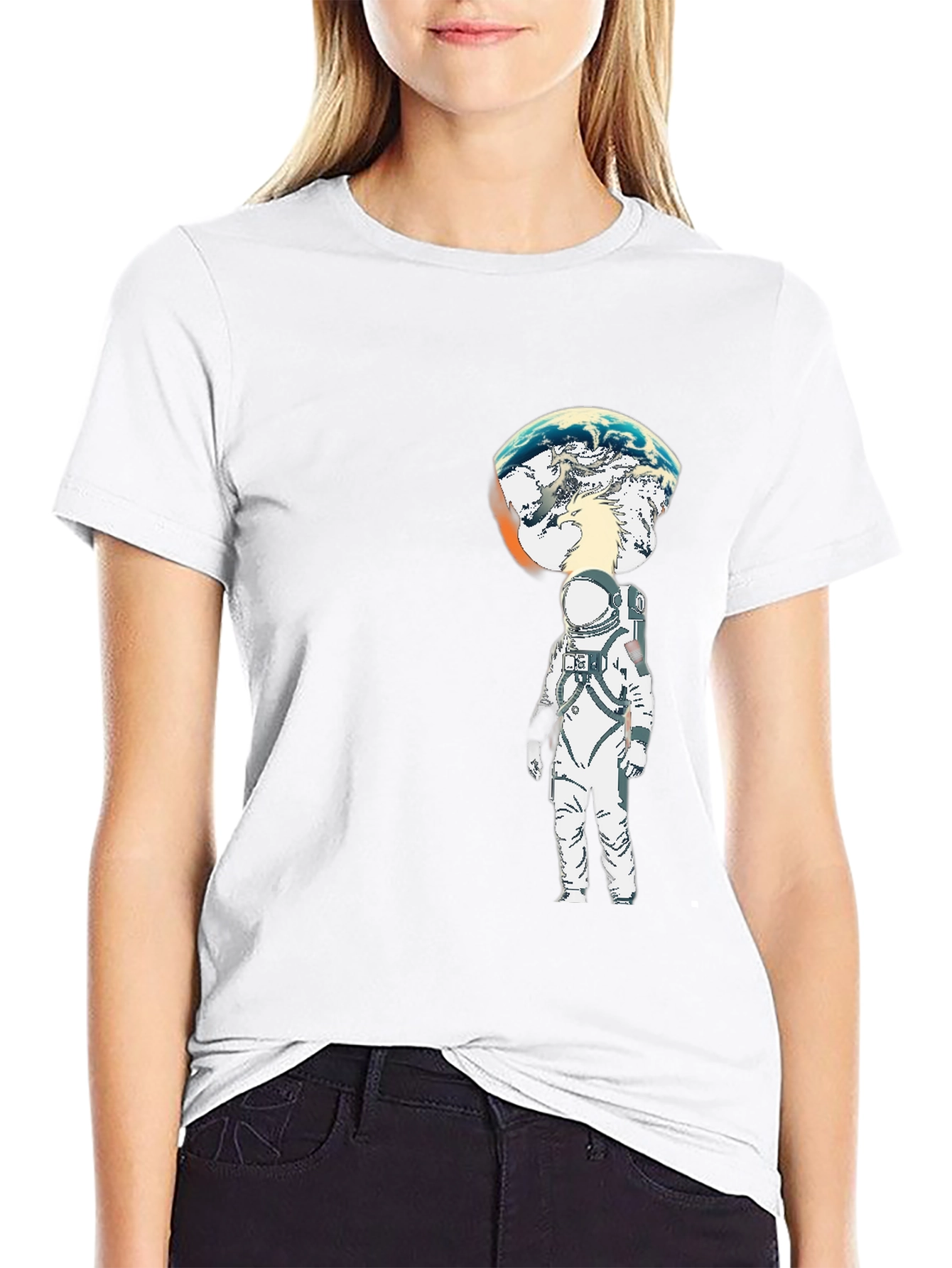 Astronaut Earth Head Graphic T-Shirt