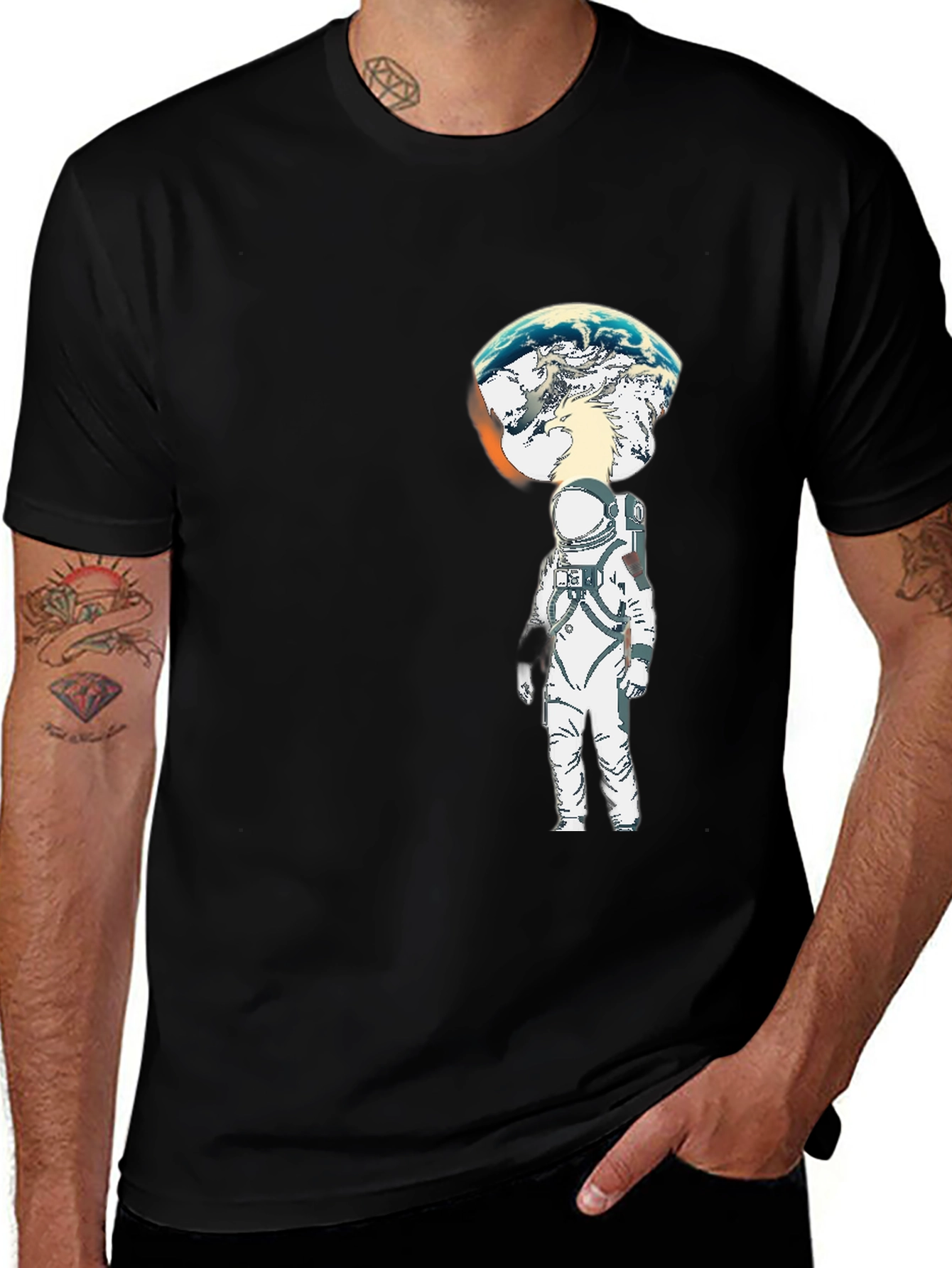 Astronaut Earth Head Graphic T-Shirt
