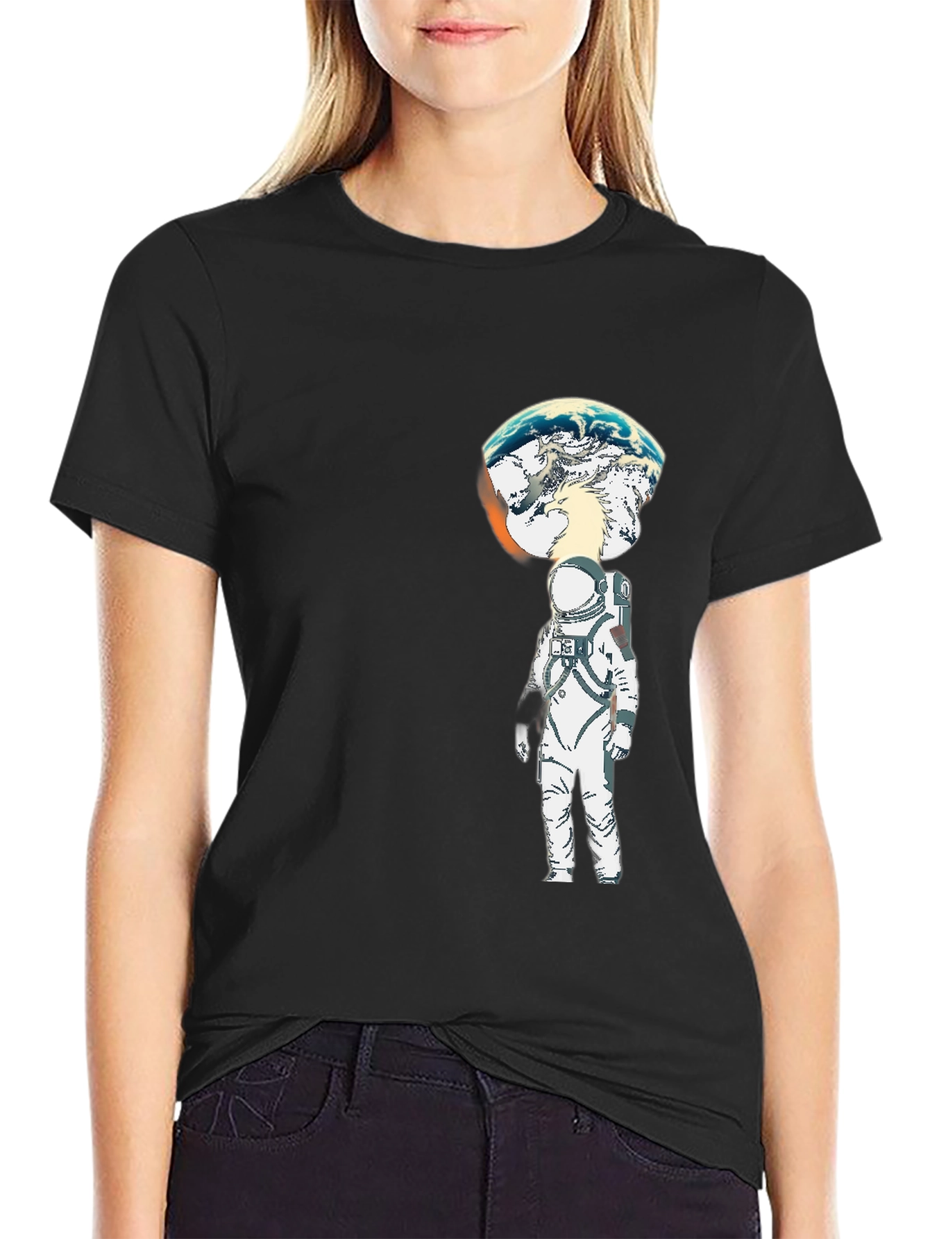 Astronaut Earth Head Graphic T-Shirt