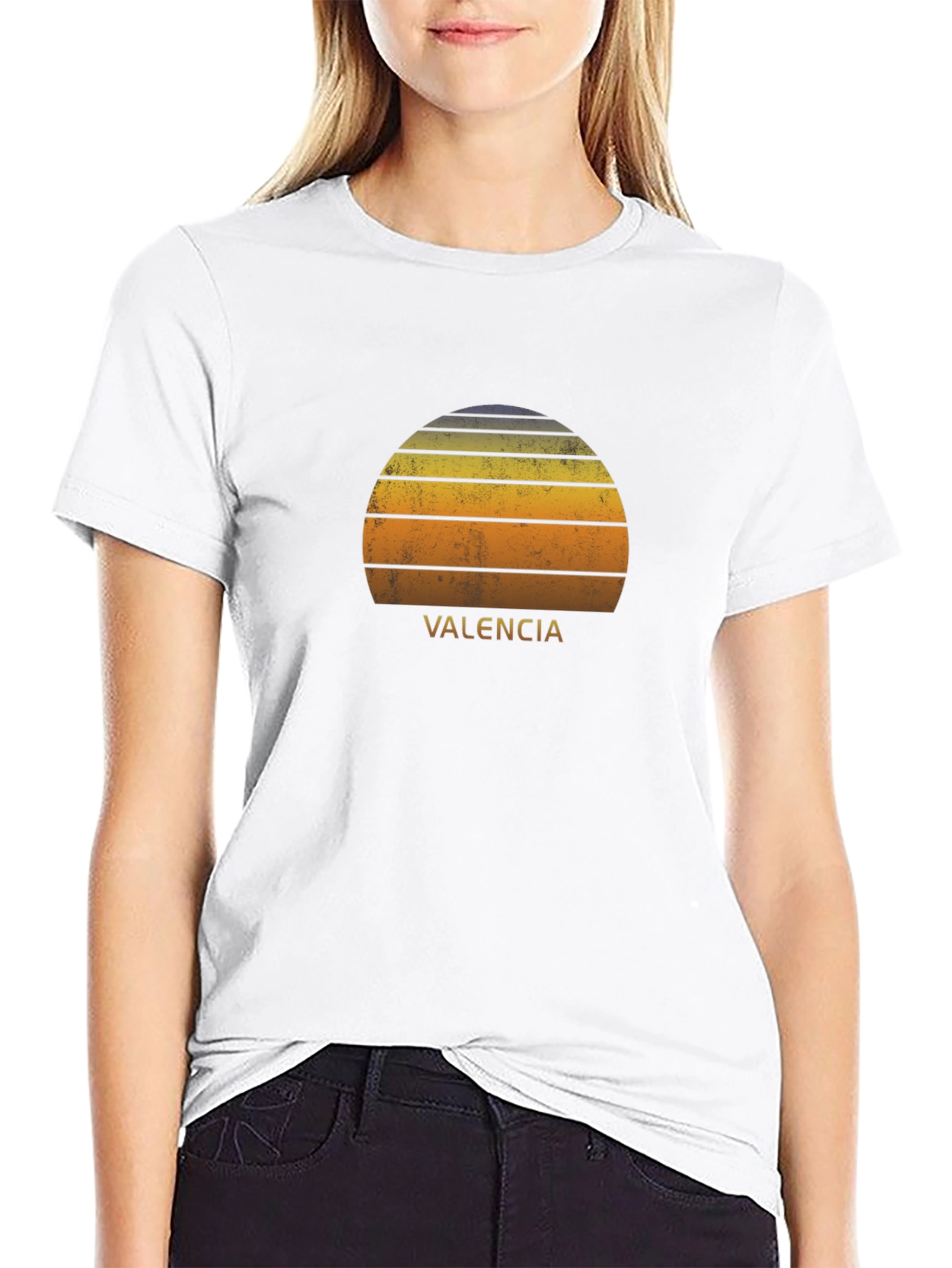 Valencia Retro Sunset T-Shirt - Black