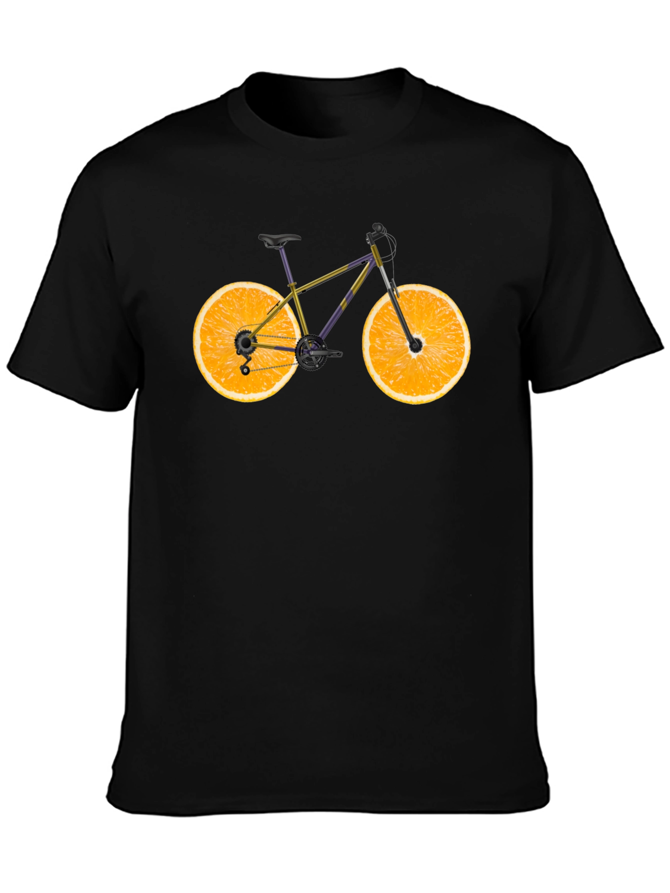 Novelty Orange Bike Graphic T-Shirt