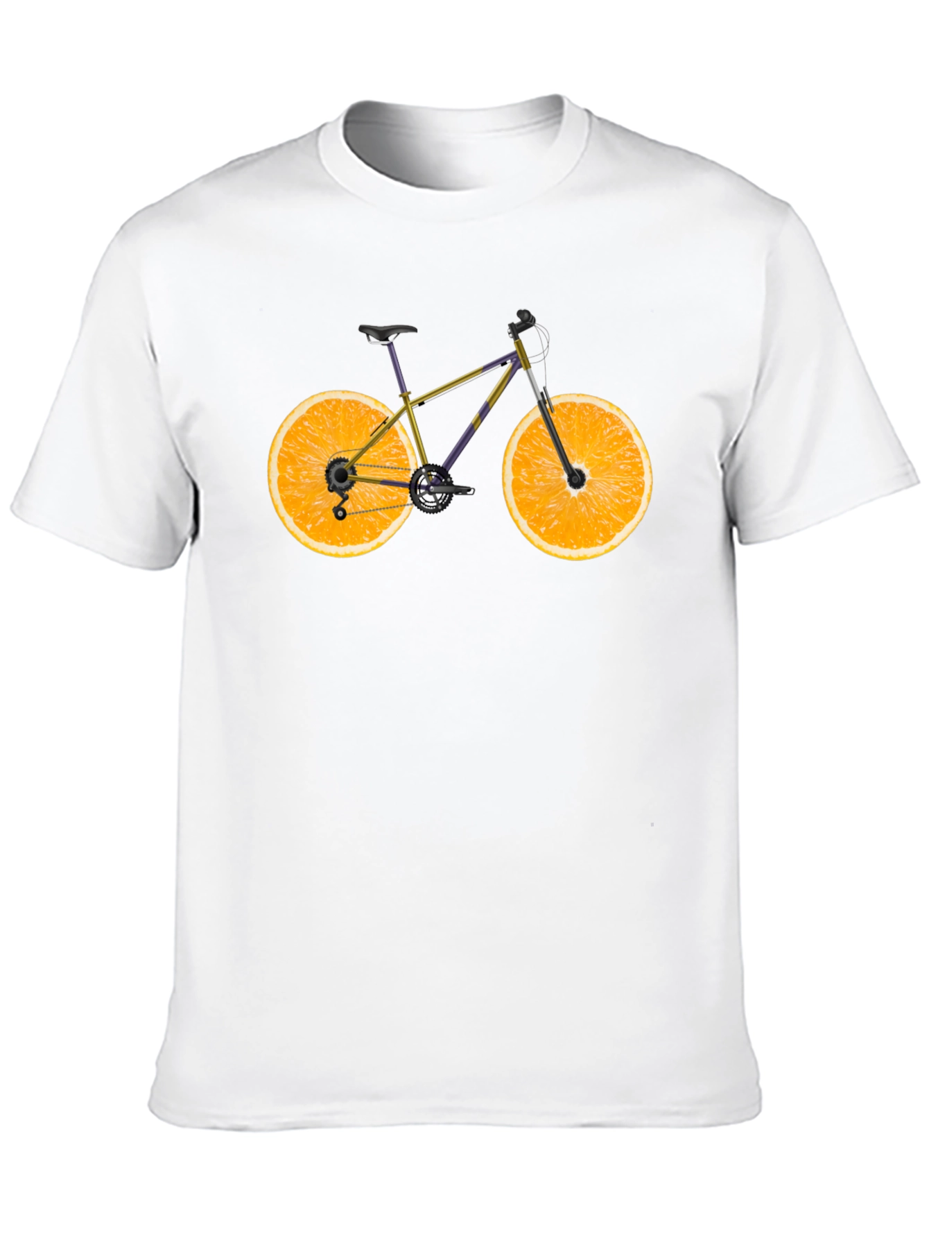 Novelty Orange Bike Graphic T-Shirt