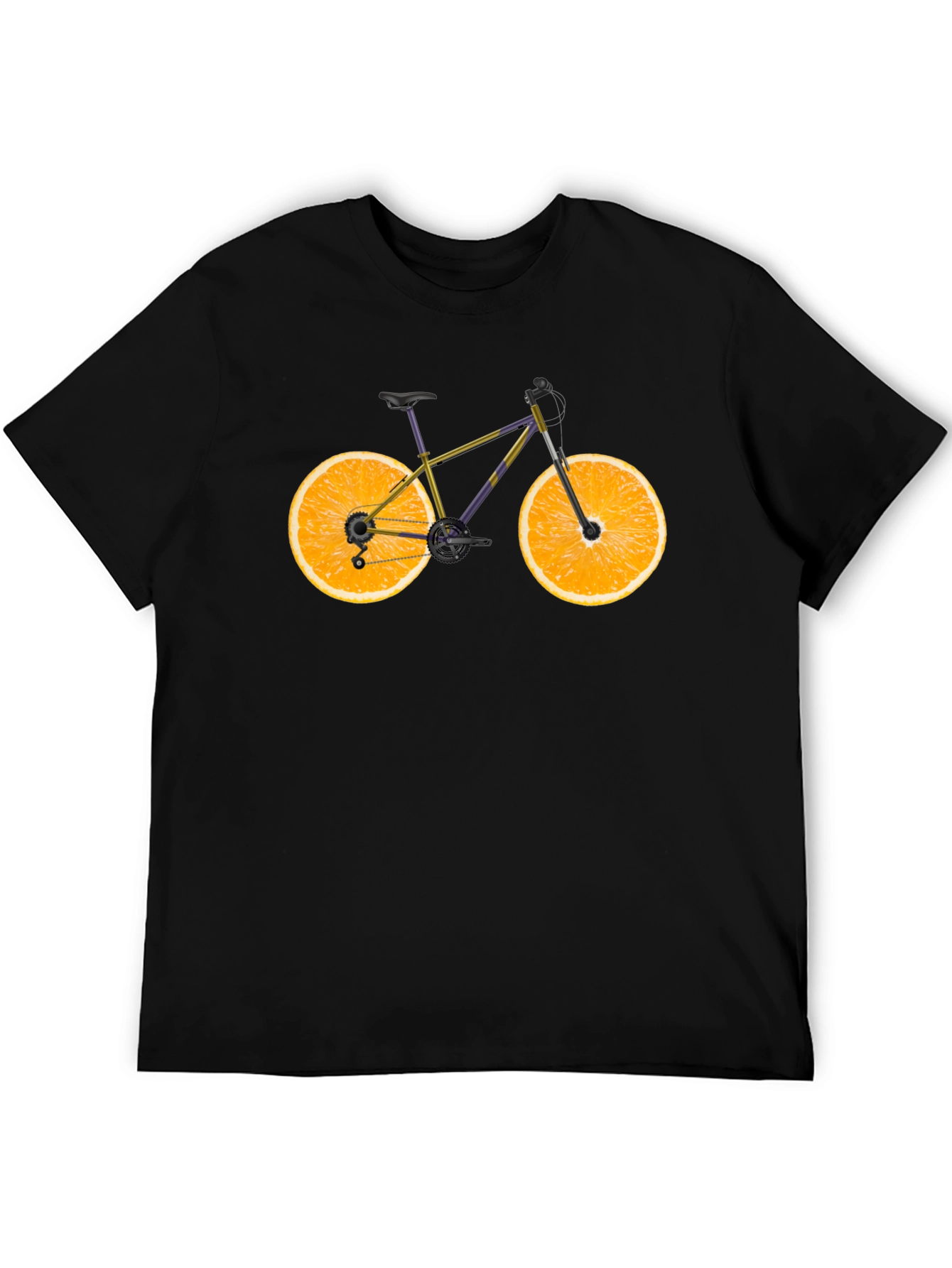 Novelty Orange Bike Graphic T-Shirt