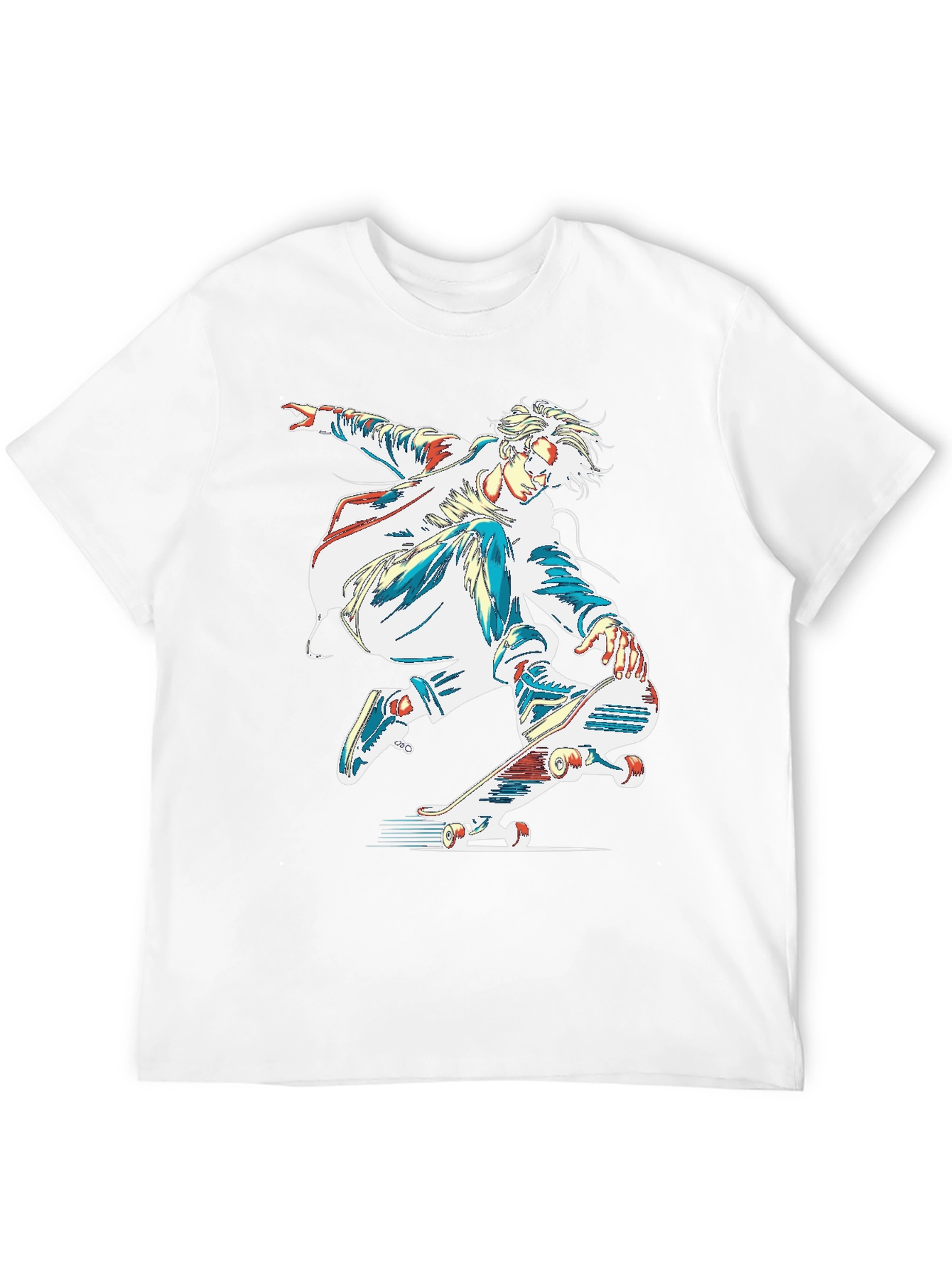 Skateboarder Graphic Print Black T-Shirt