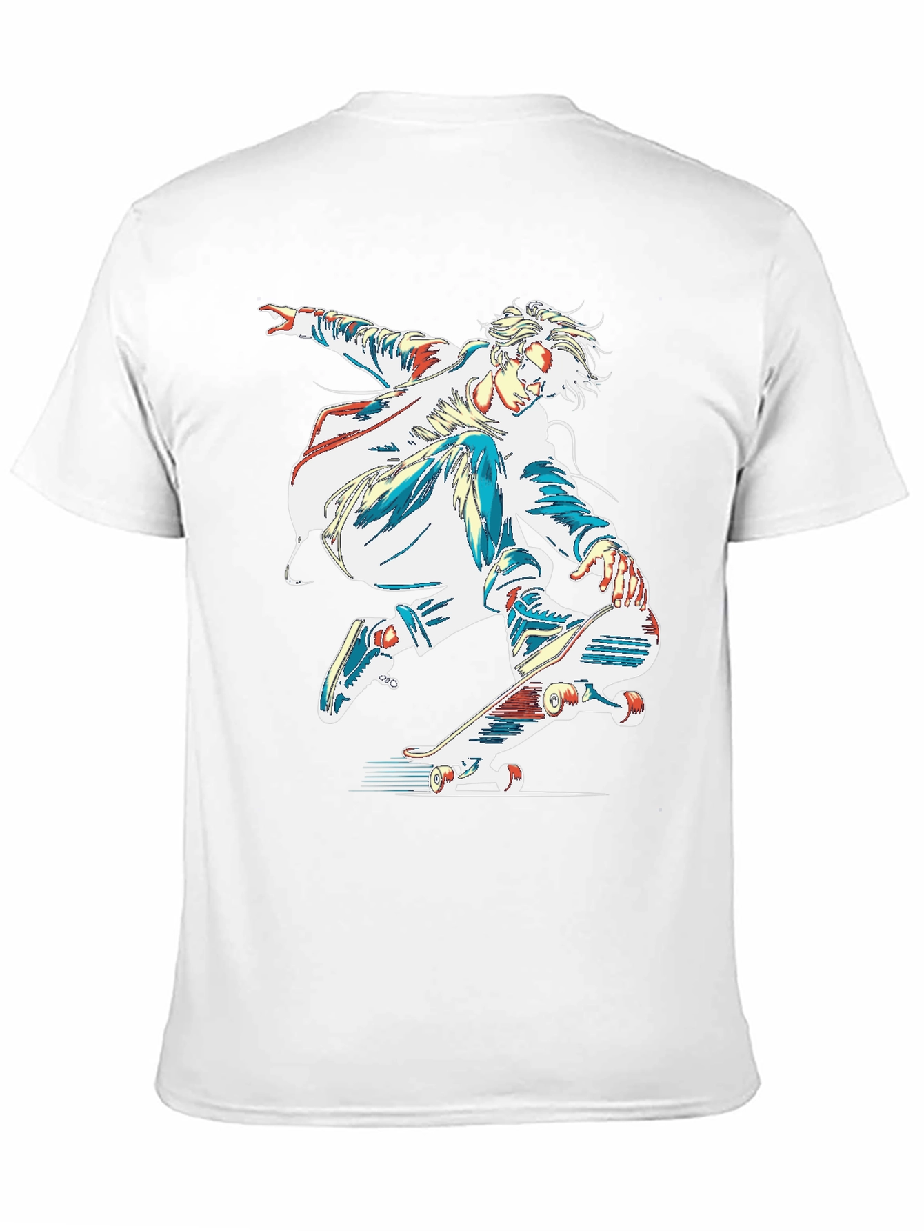 Skateboarder Graphic Print Black T-Shirt