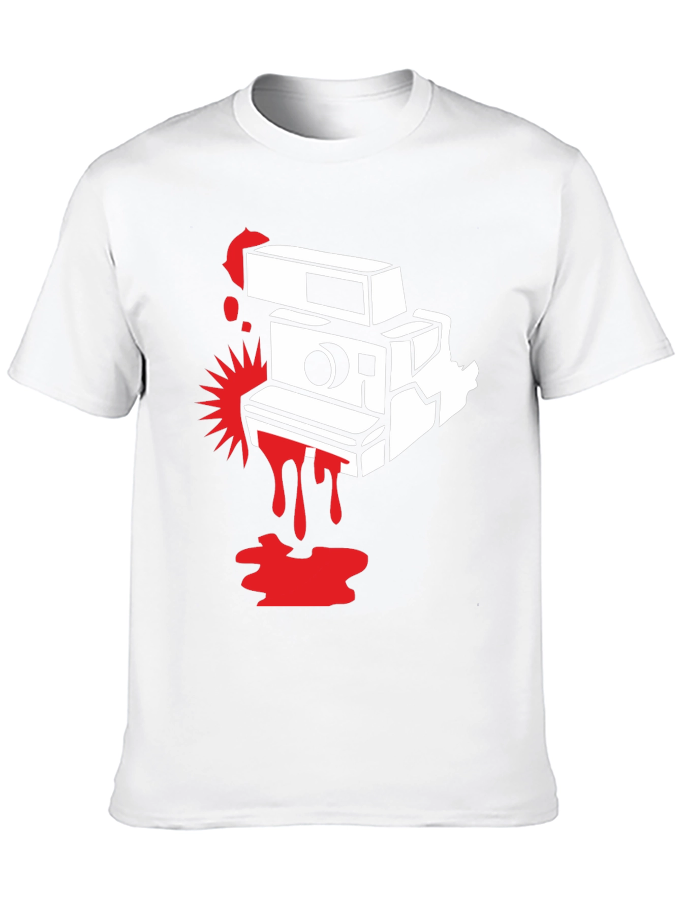 Retro Camera Graphic Tee - Black Cotton T-Shirt