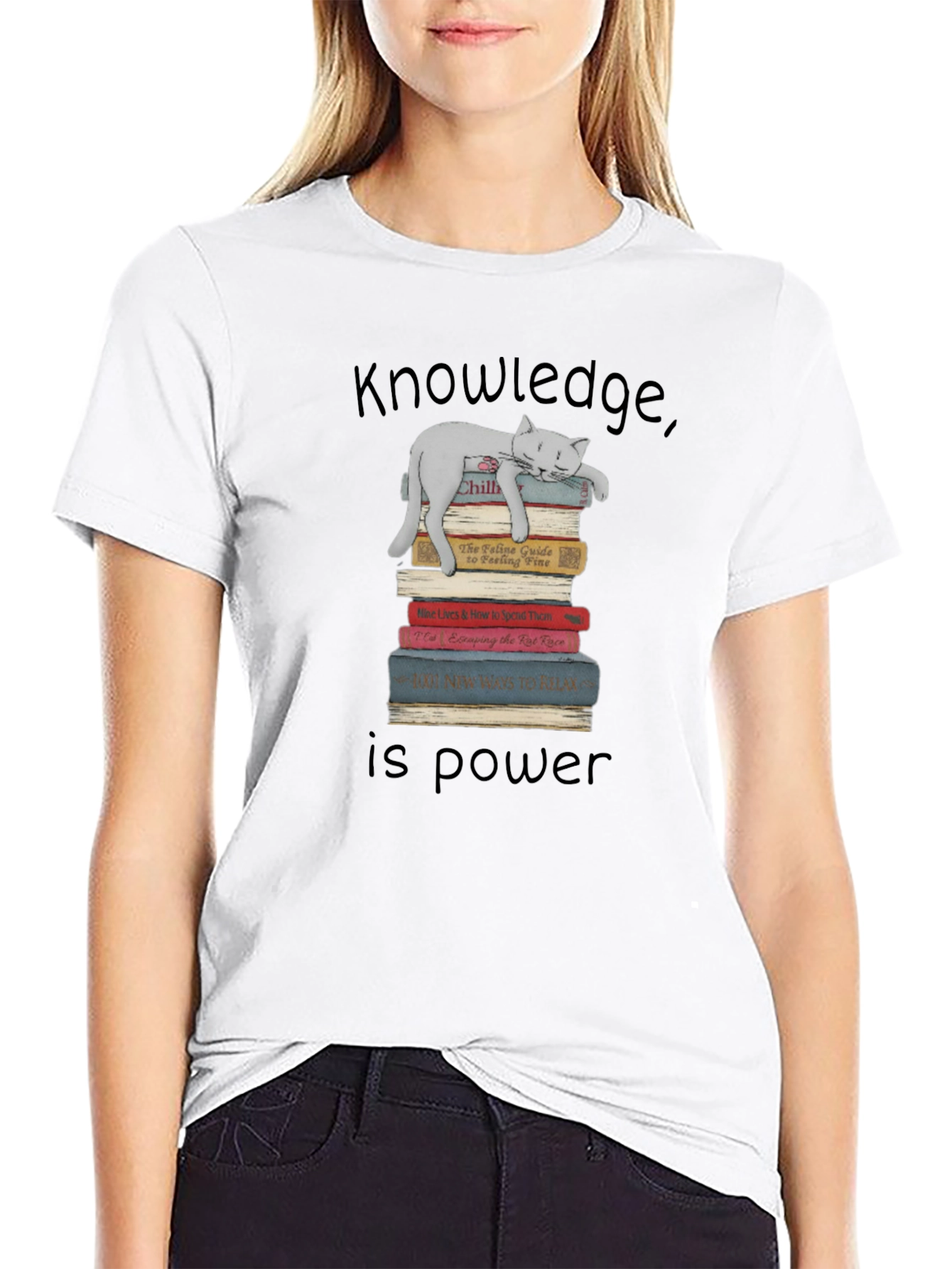 Knowledge is Power Cat T-Shirt