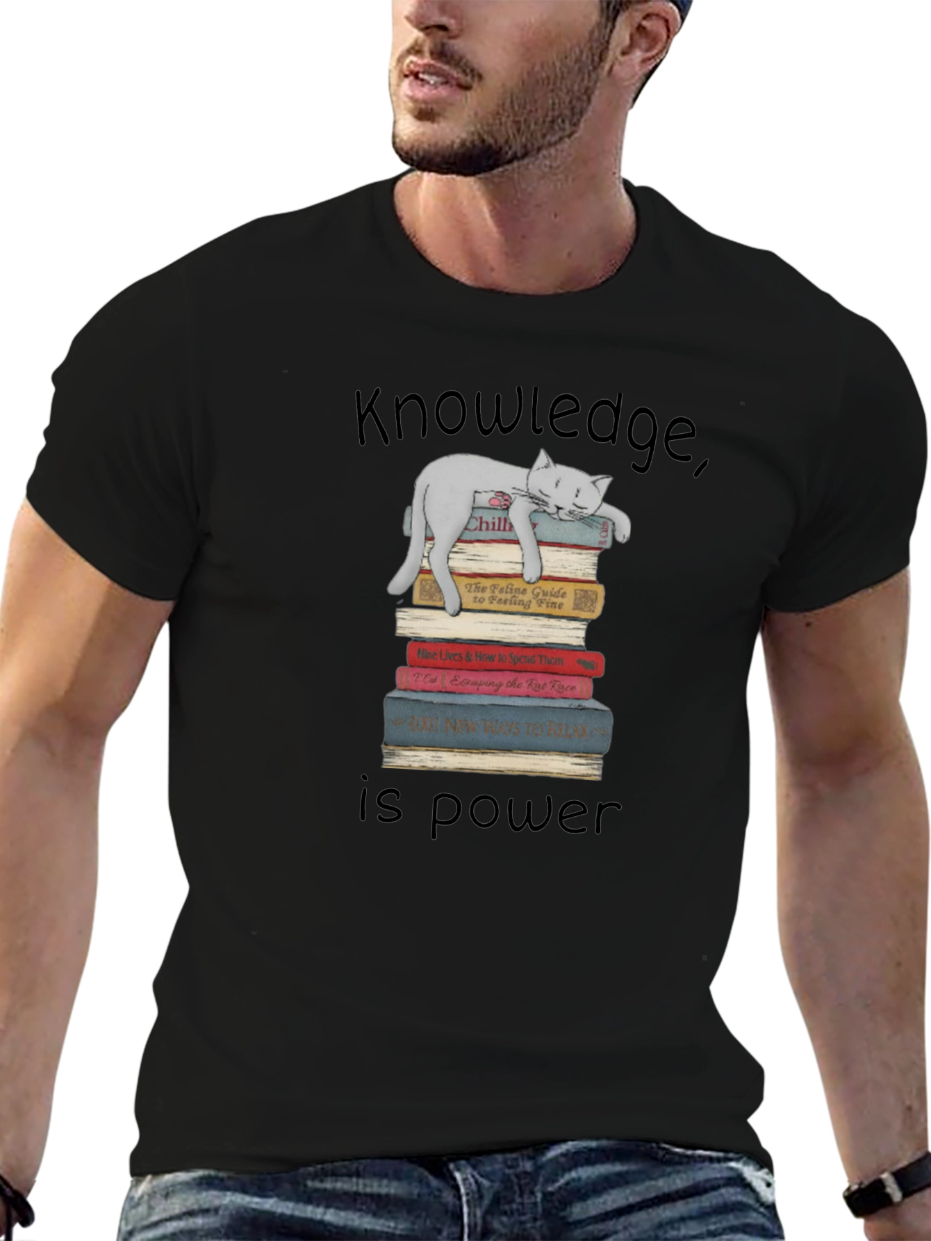 Knowledge is Power Cat T-Shirt