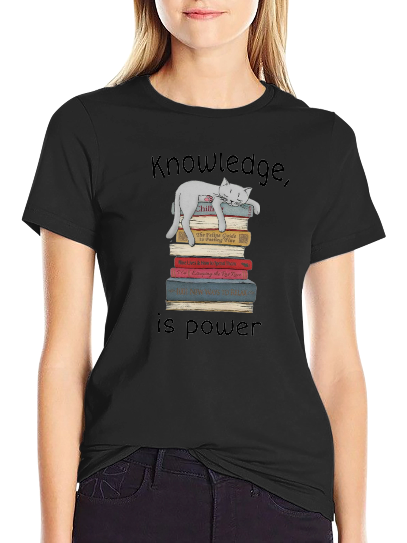 Knowledge is Power Cat T-Shirt