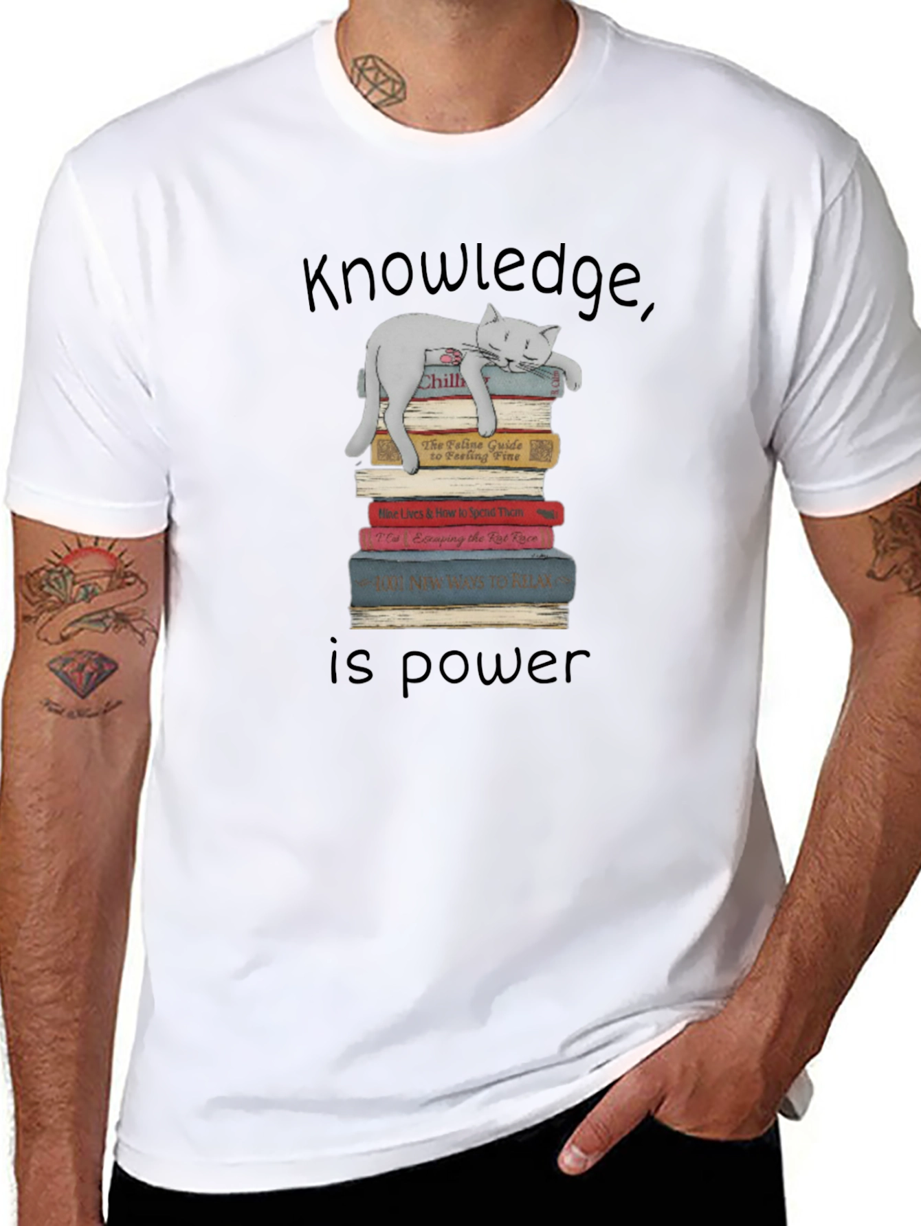 Knowledge is Power Cat T-Shirt