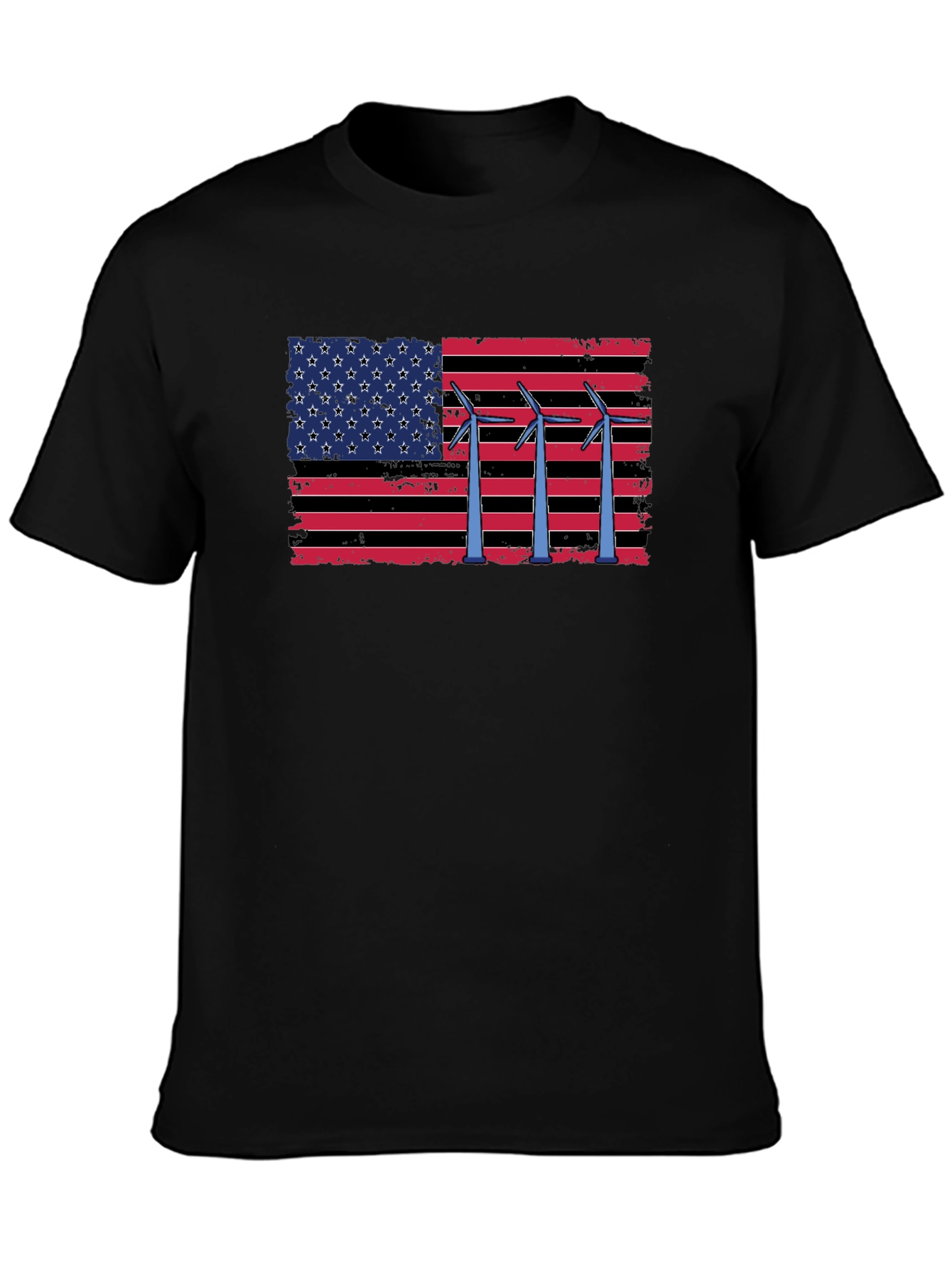 American Flag Wind Turbine T-Shirt