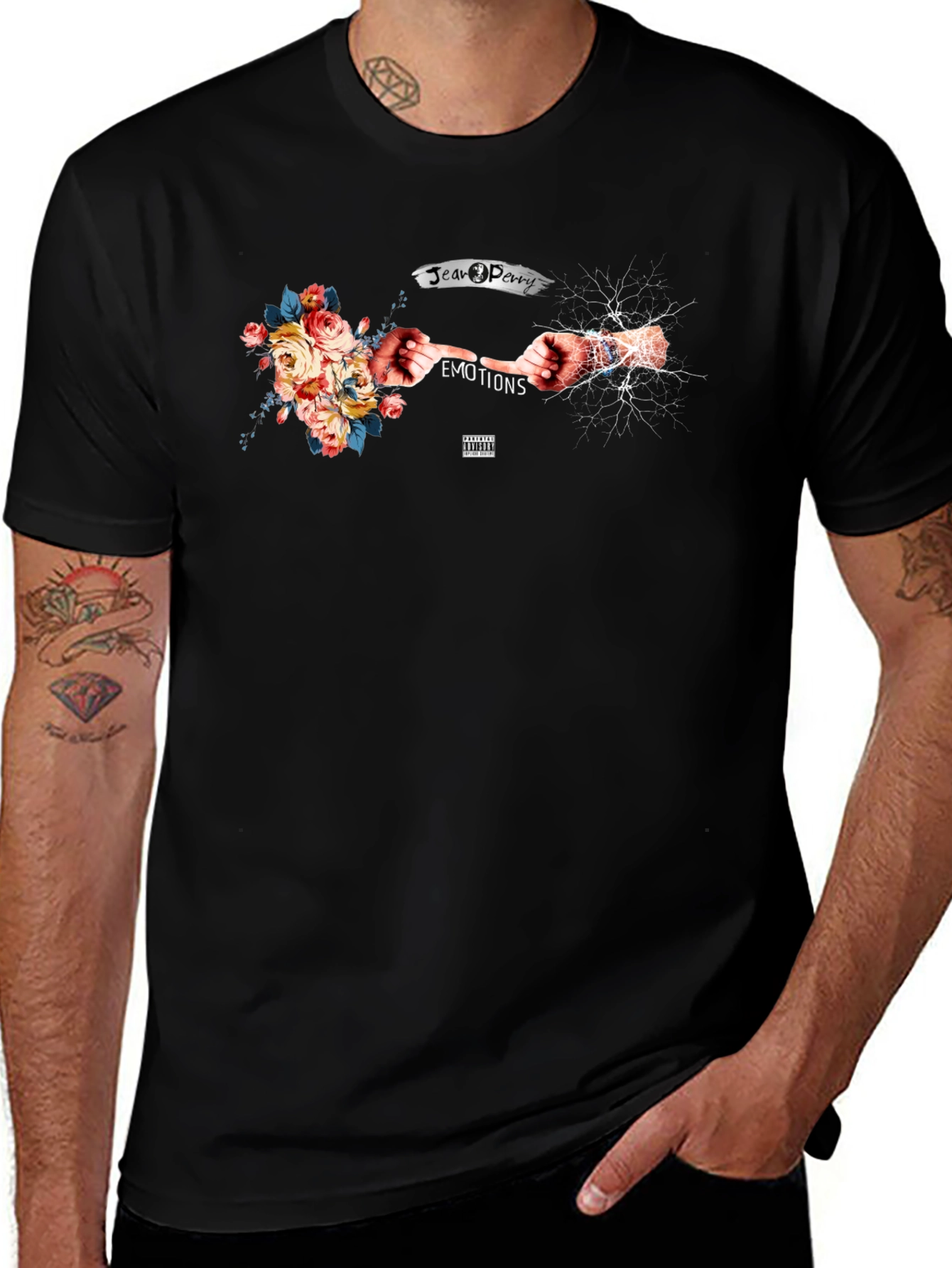 Emotions Graphic Print Black T-Shirt