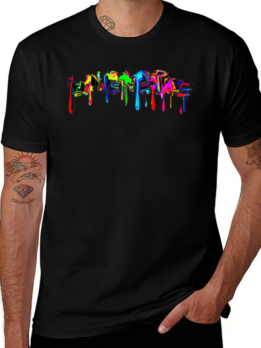 Colorful Dripping Word Art Black T-Shirt