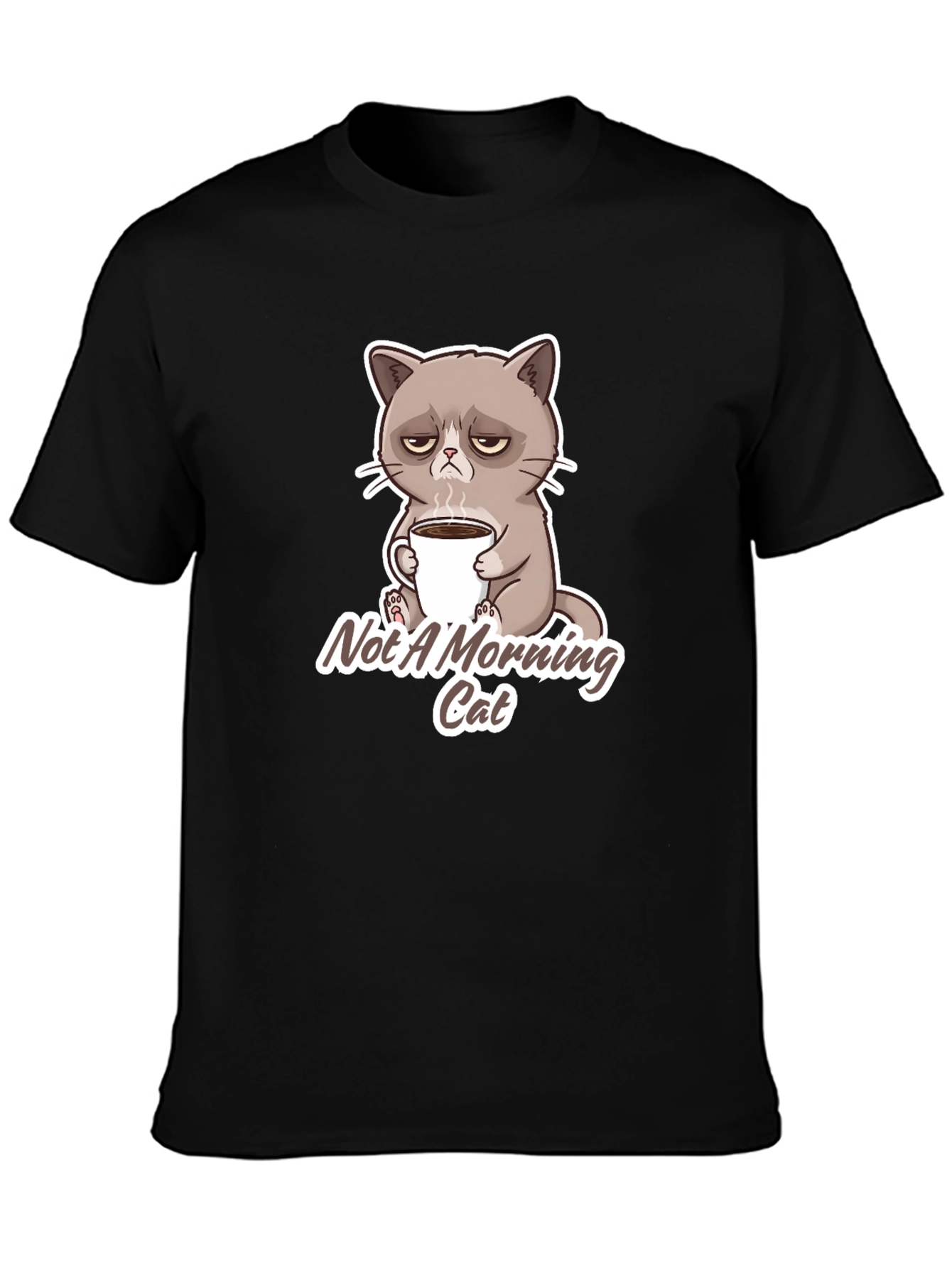 Grumpy Cat Not a Morning Cat Black T-Shirt