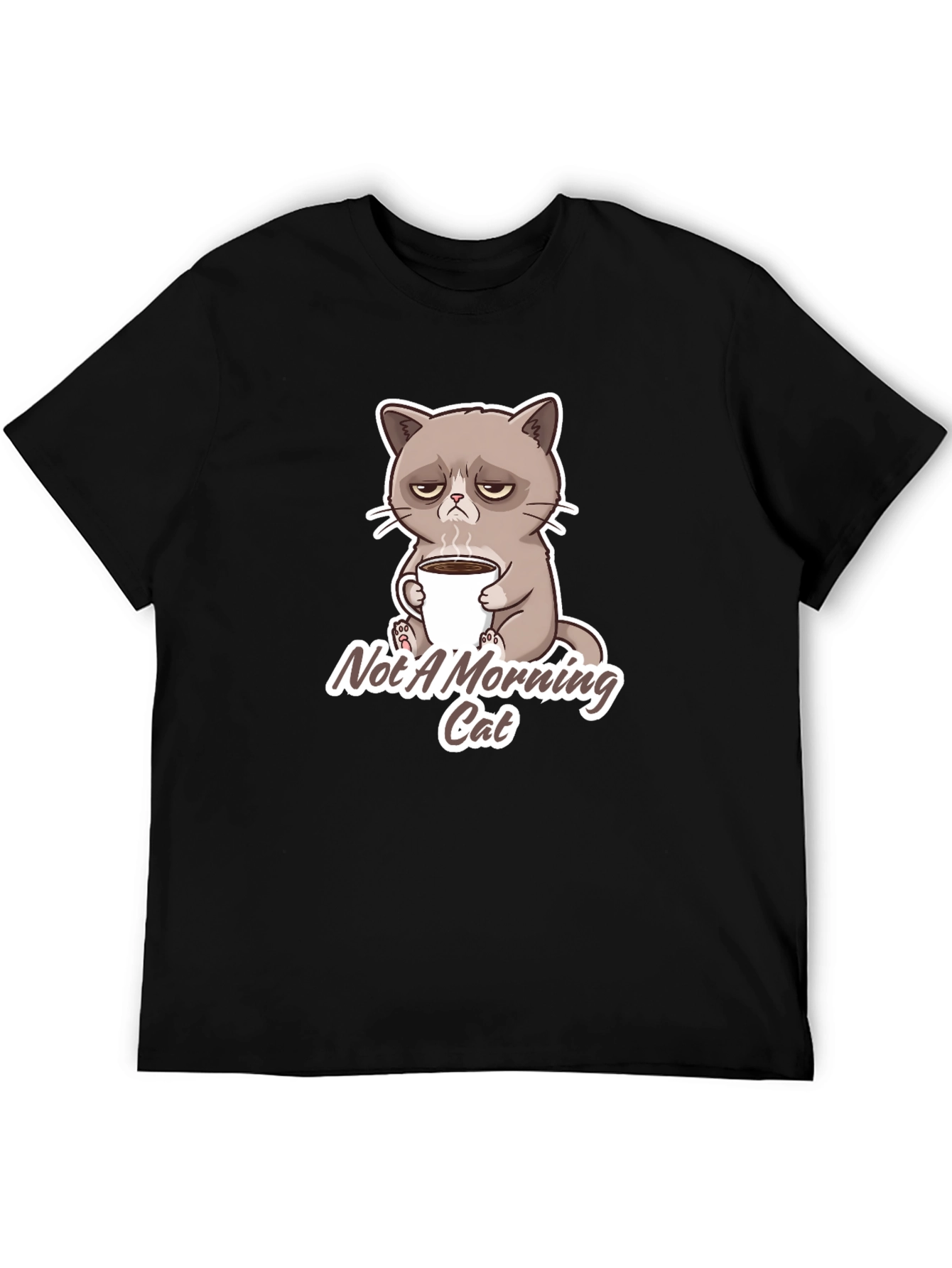 Grumpy Cat Not a Morning Cat Black T-Shirt