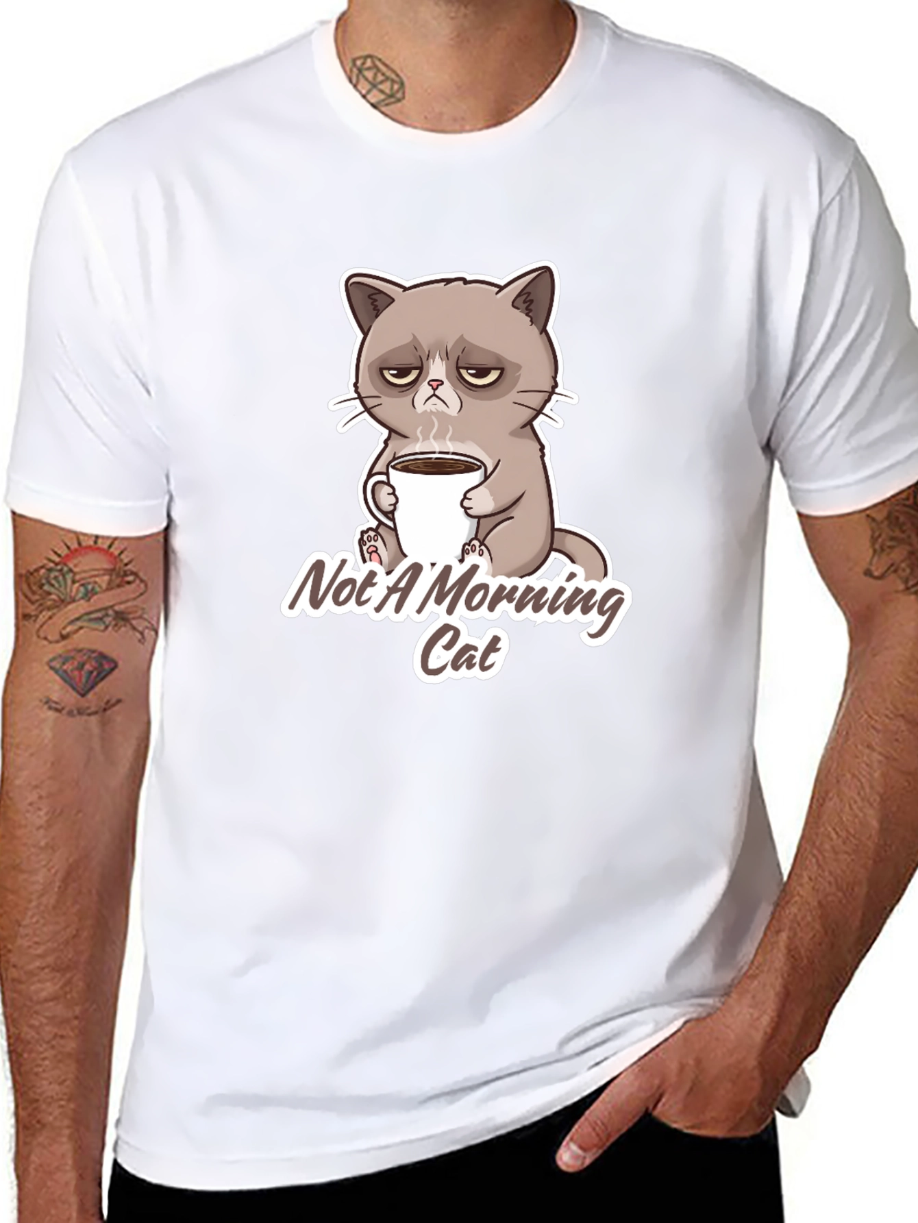 Grumpy Cat Not a Morning Cat Black T-Shirt