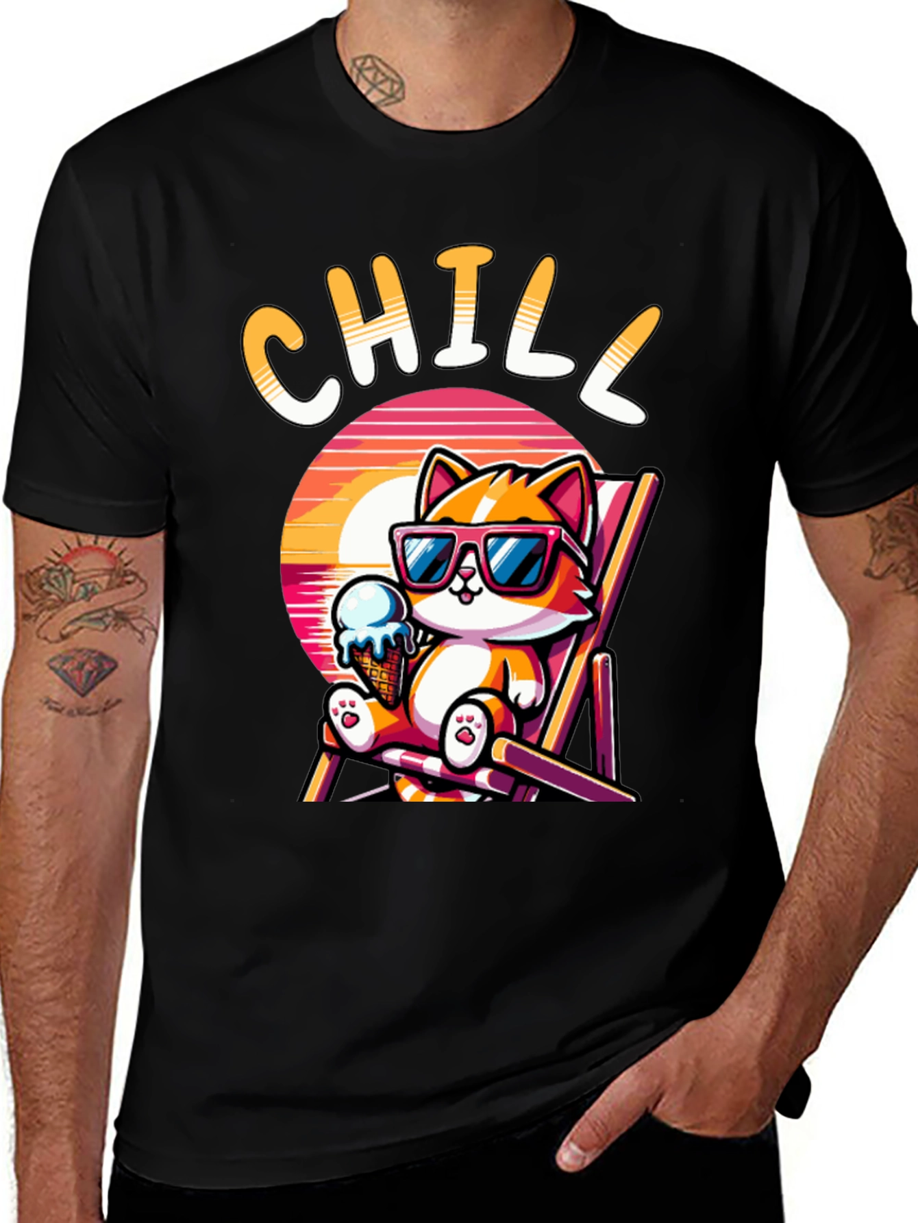 Chill Cat T-Shirt: Relaxed Cartoon Graphic Tee