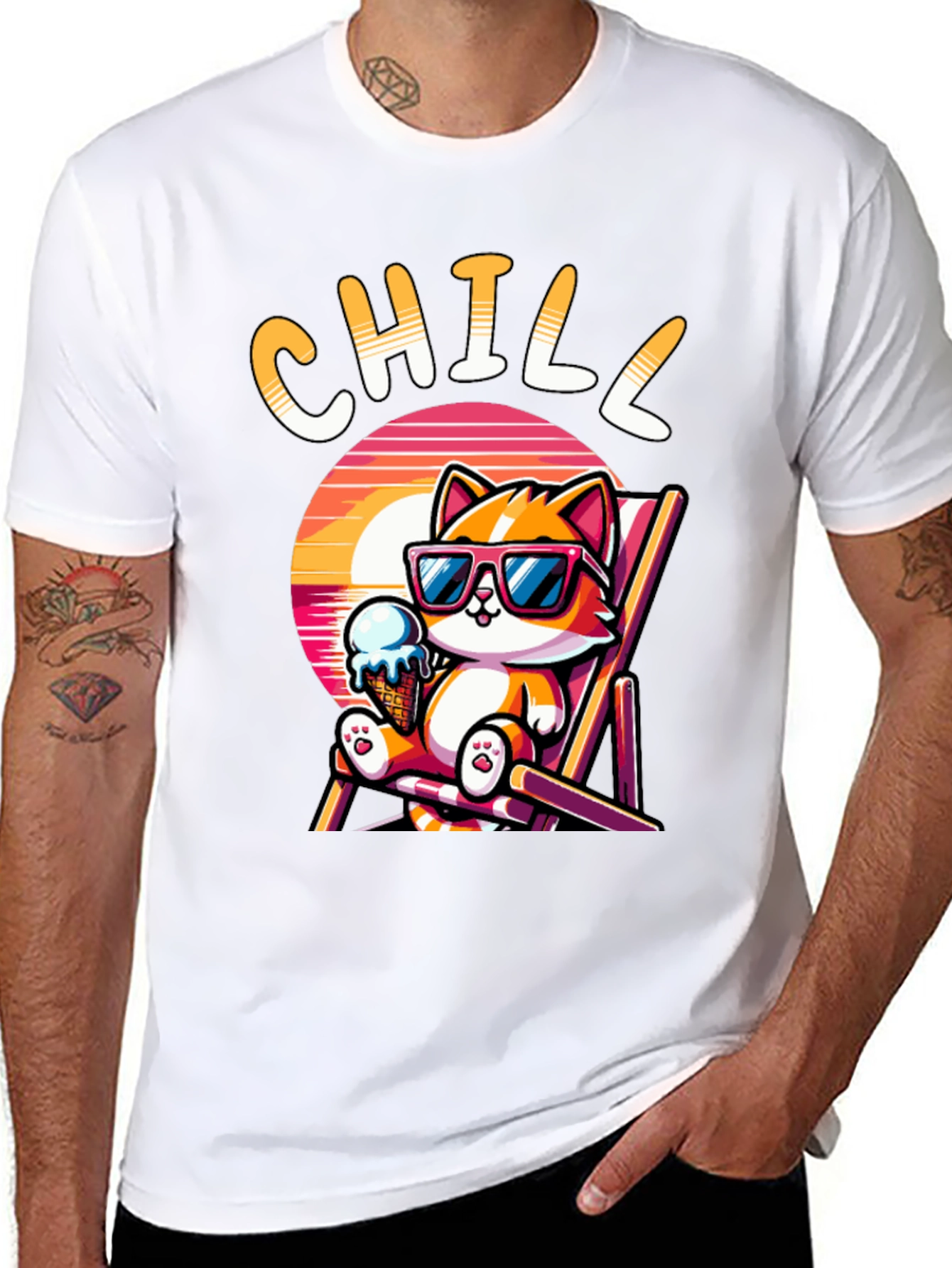 Chill Cat T-Shirt: Relaxed Cartoon Graphic Tee