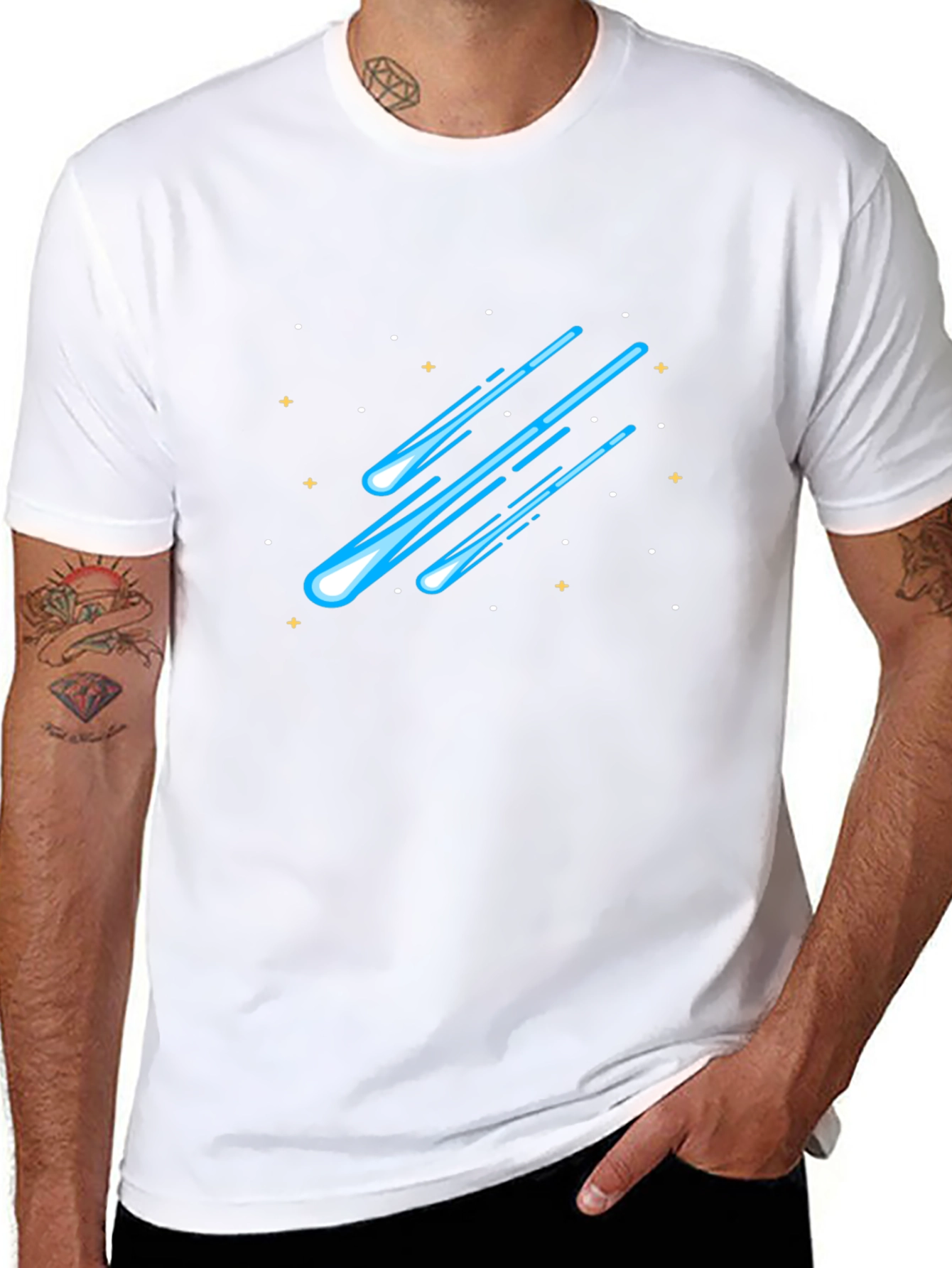 Meteor Shower Graphic Tee - Black Cotton T-Shirt