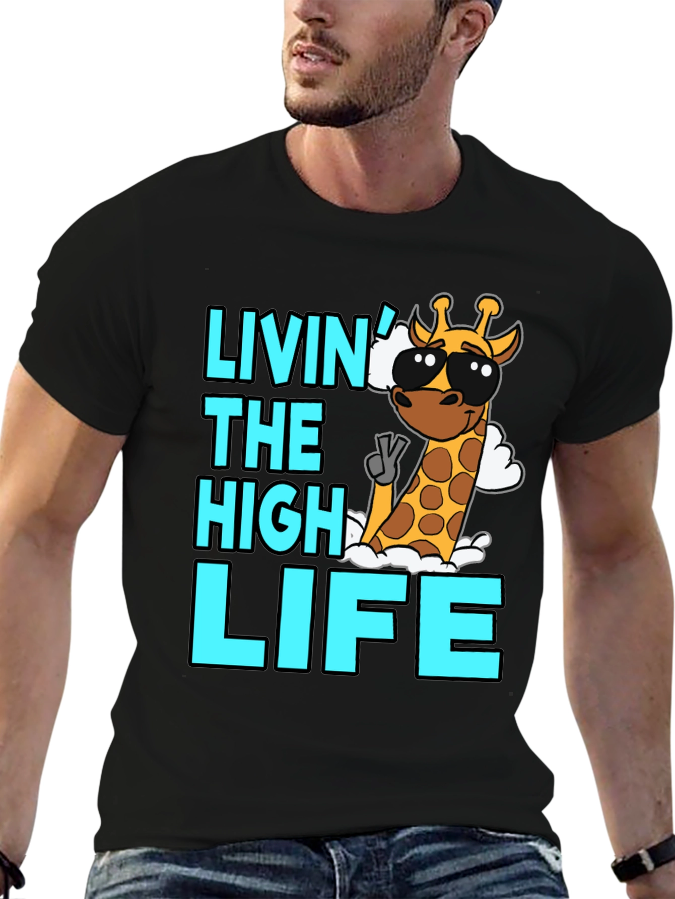 Livin the High Life Giraffe Graphic T-Shirt