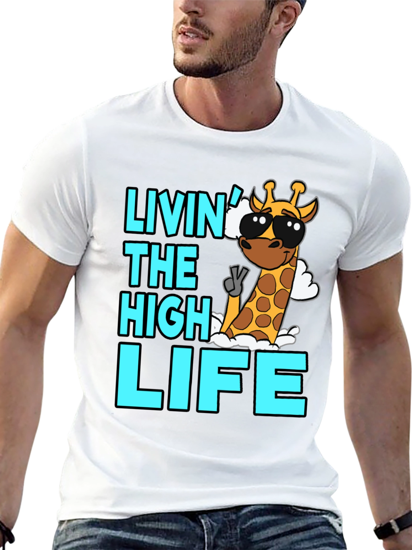 Livin the High Life Giraffe Graphic T-Shirt