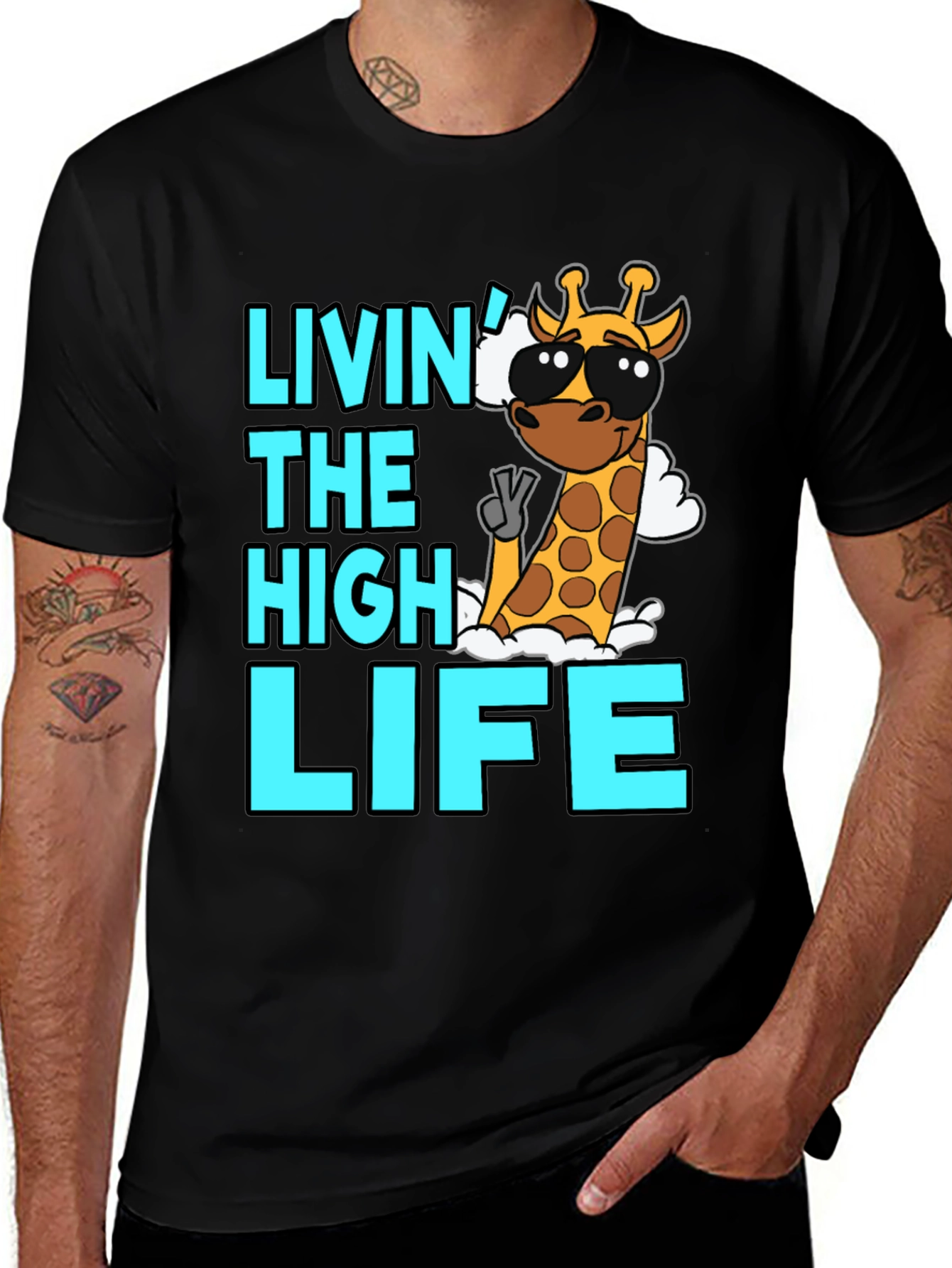 Livin the High Life Giraffe Graphic T-Shirt