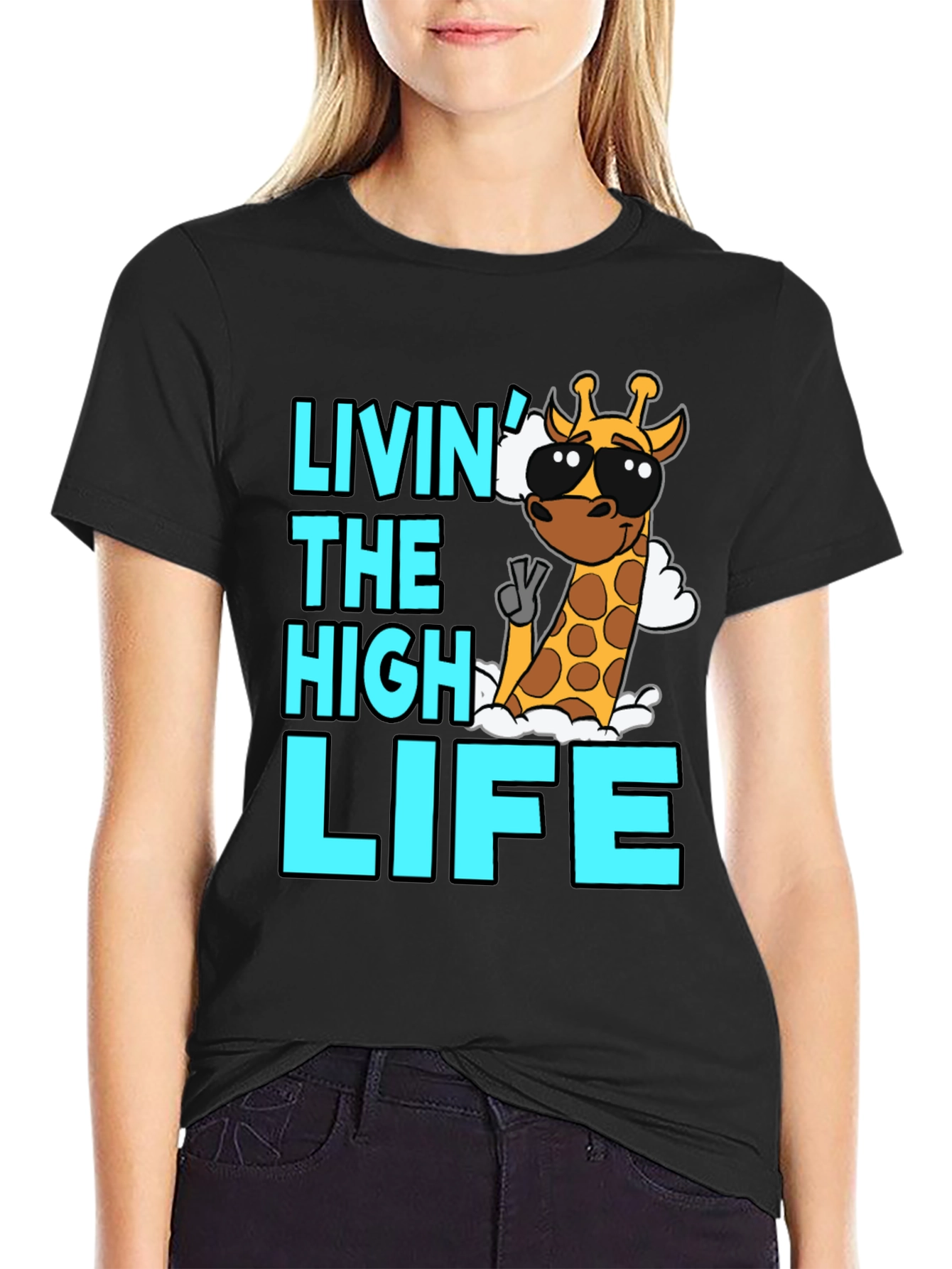 Livin the High Life Giraffe Graphic T-Shirt