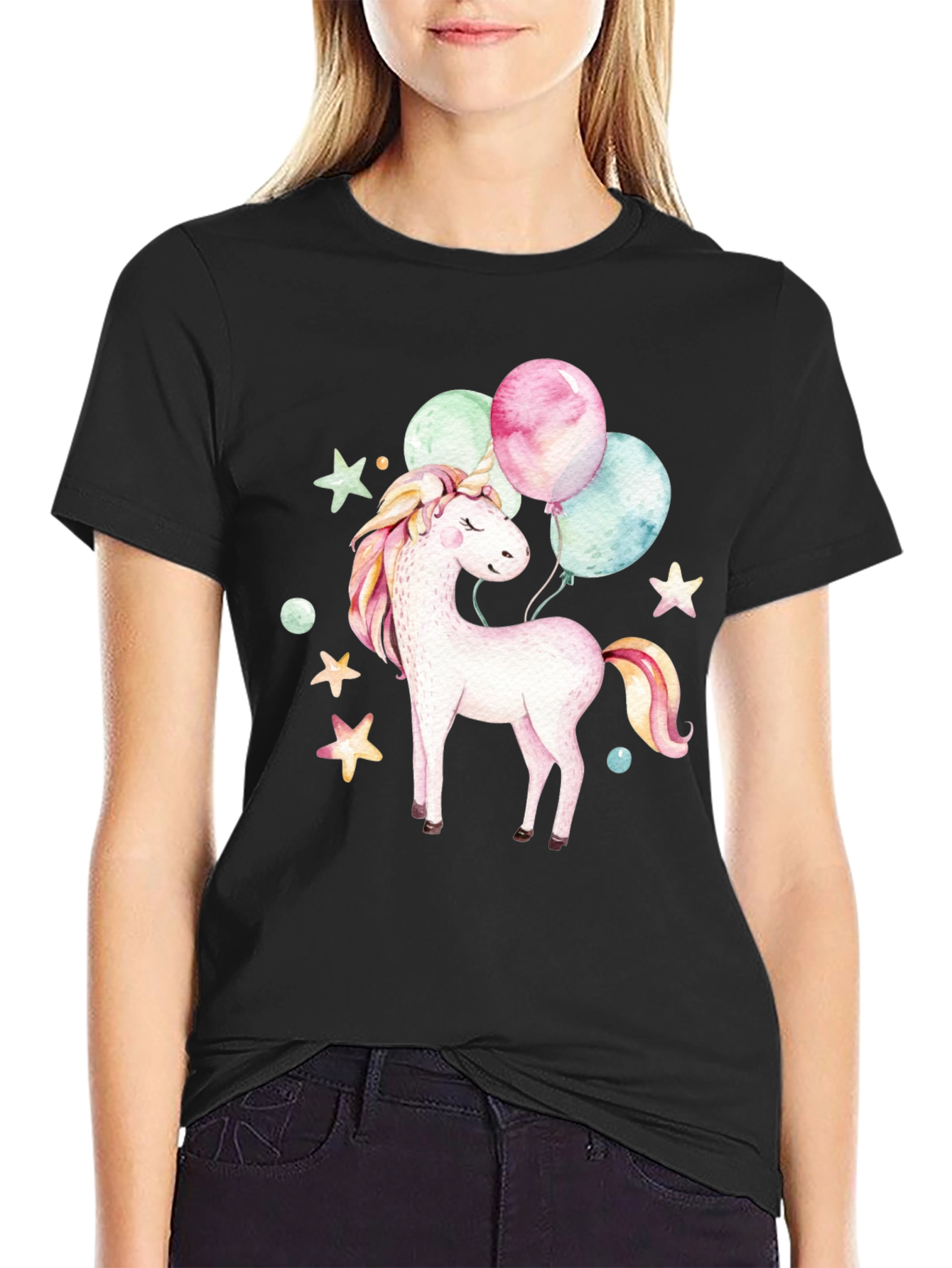 Unicorn Balloons Graphic T-Shirt