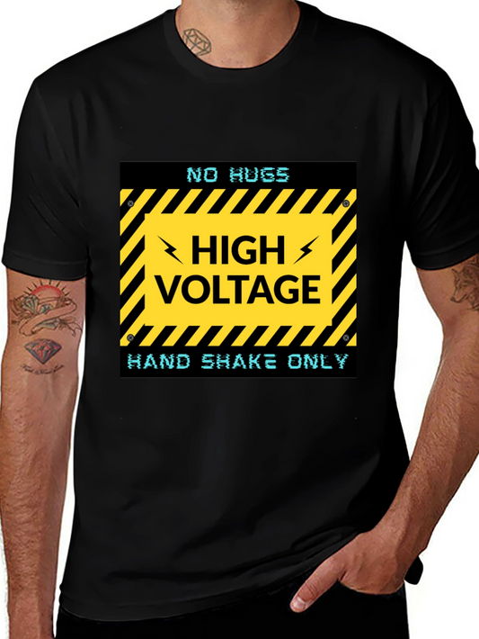 High Voltage Humor Tee - No Hugs Handshakes Only!