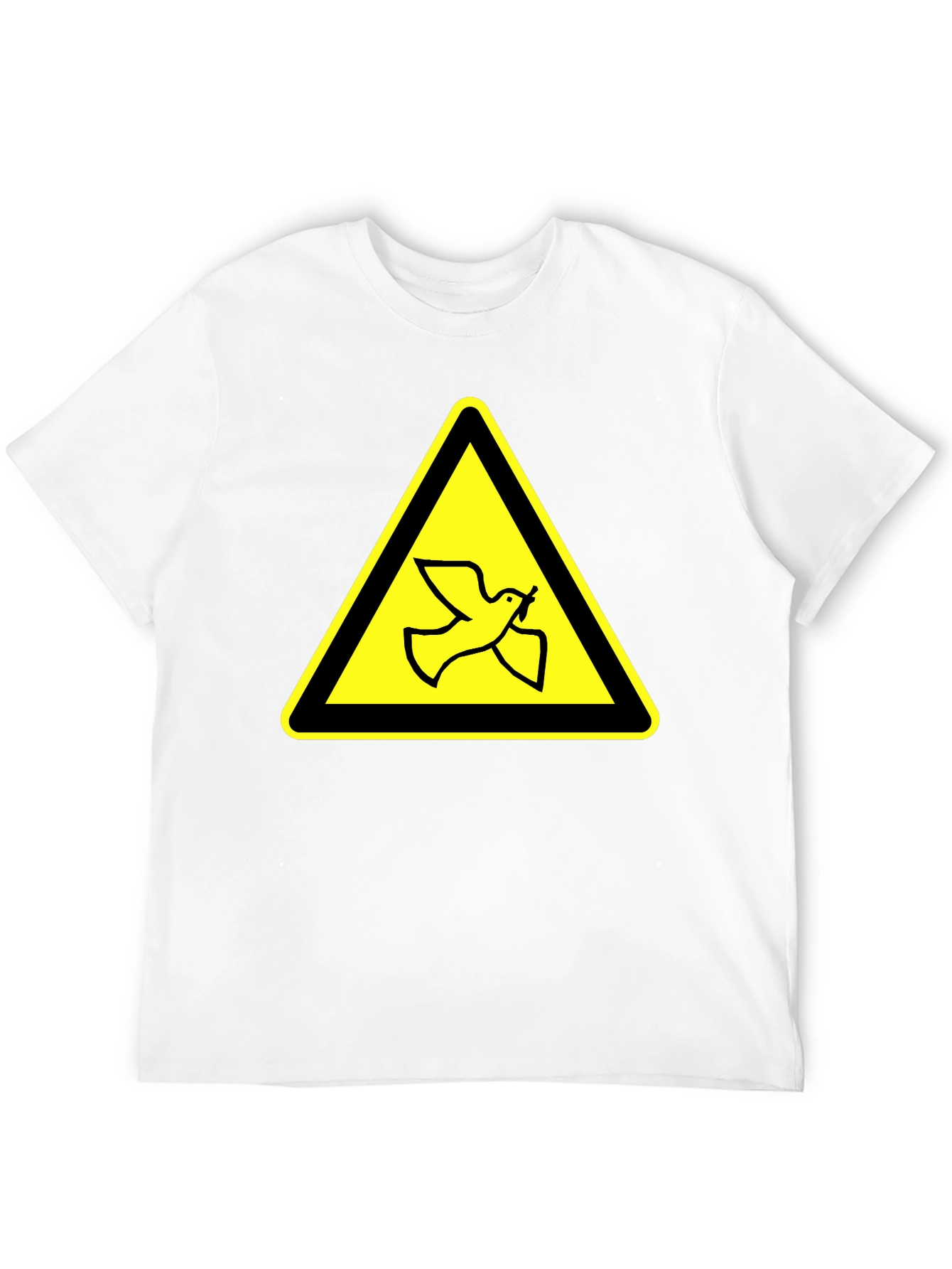 Dove Warning Sign T-Shirt - Black Cotton Tee