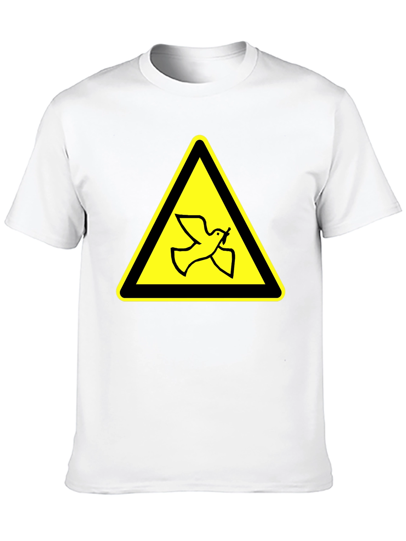 Dove Warning Sign T-Shirt - Black Cotton Tee