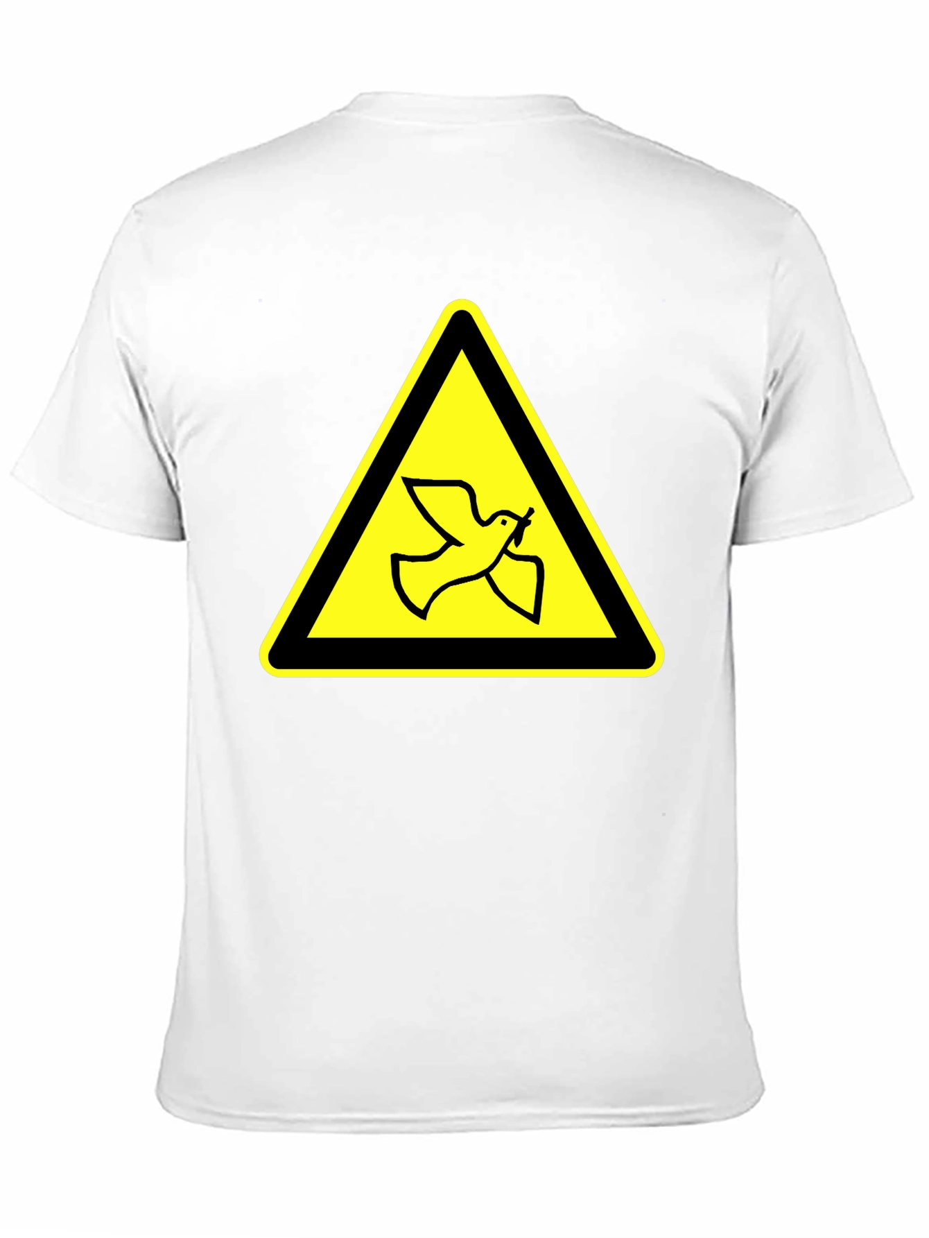 Dove Warning Sign T-Shirt - Black Cotton Tee
